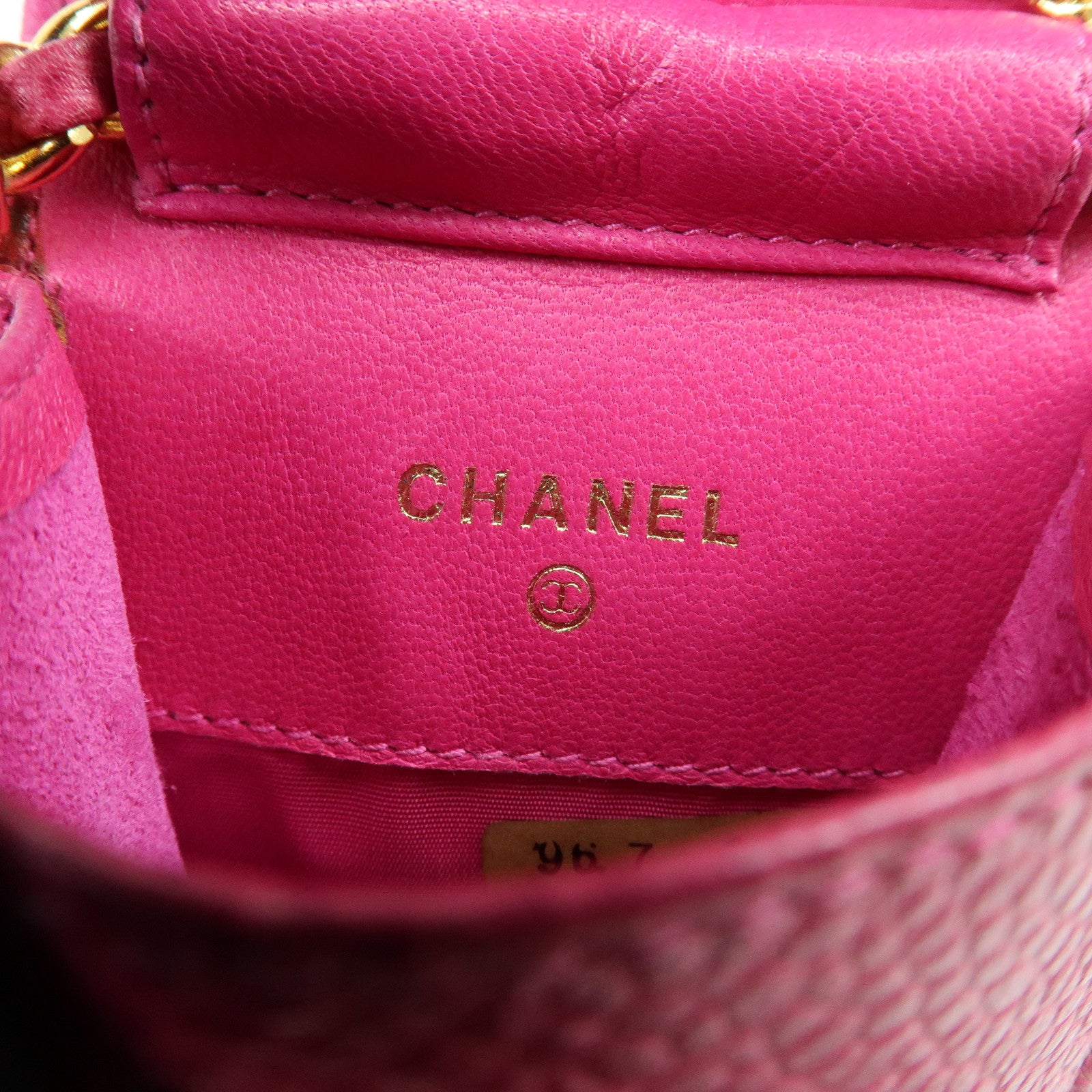 CHANEL COCO Mark Caviarskin Chain Shoulder Bag Phone Pouch Pink
