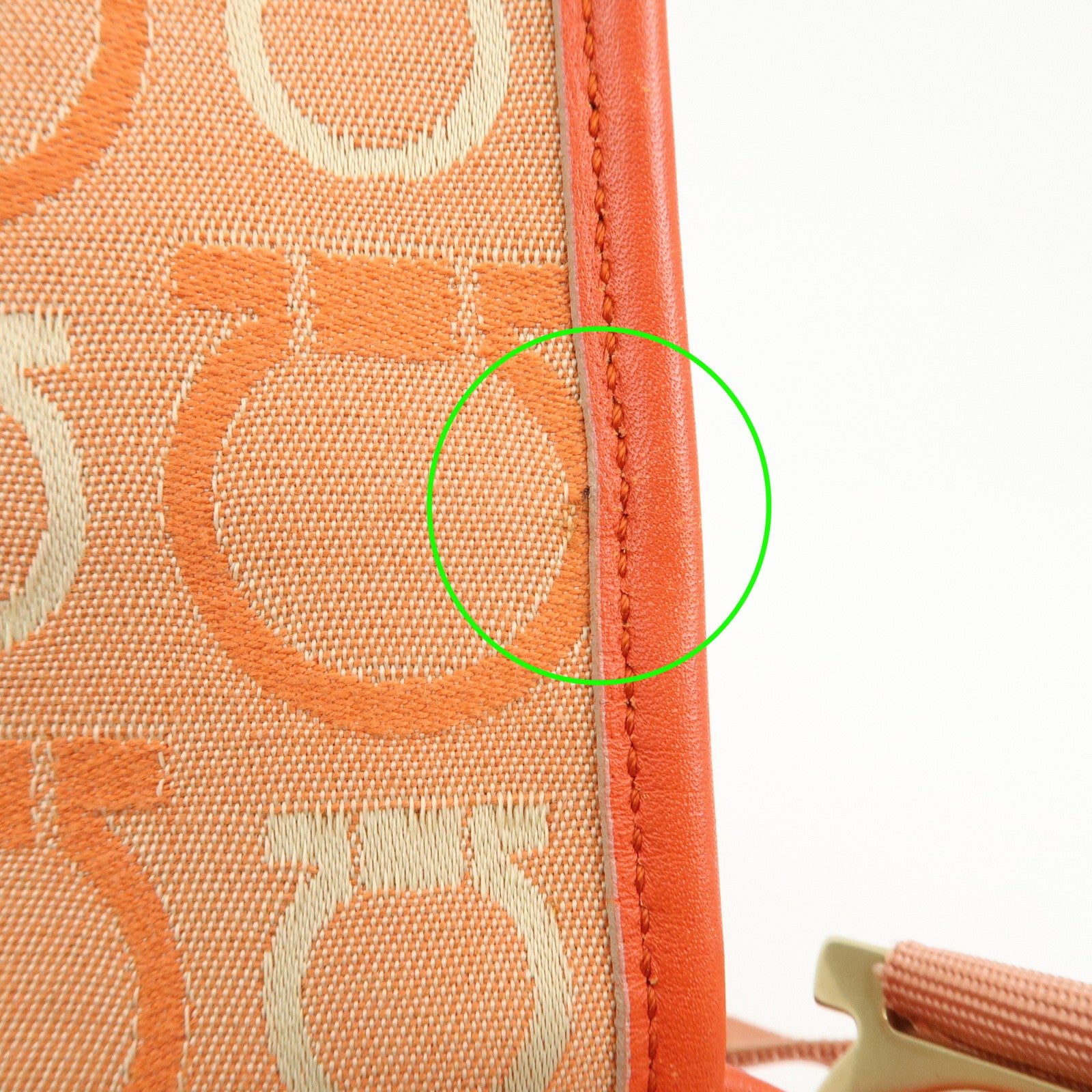 Ferragamo Gancini Canvas Leather Shoulder Bag Orange