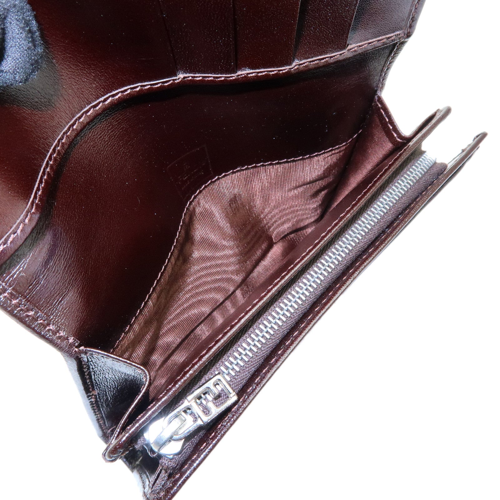 FENDI Zucca Canvas Leather Tri-fold Wallet Brown Black 31052
