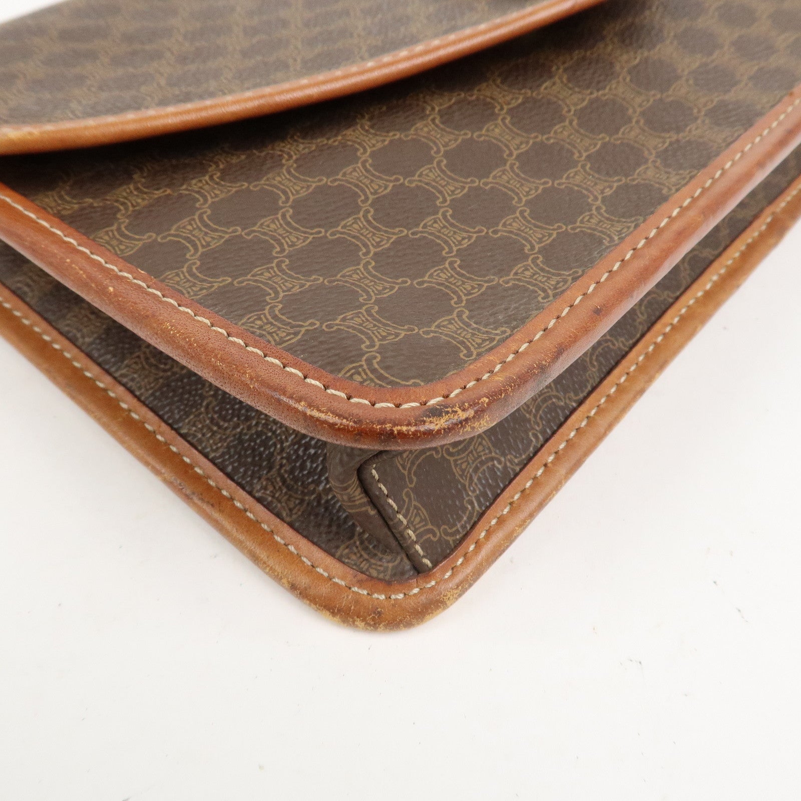 CELINE Macadam PVC Canvas Leather 2WAY Bag Shoulder Bag Brown