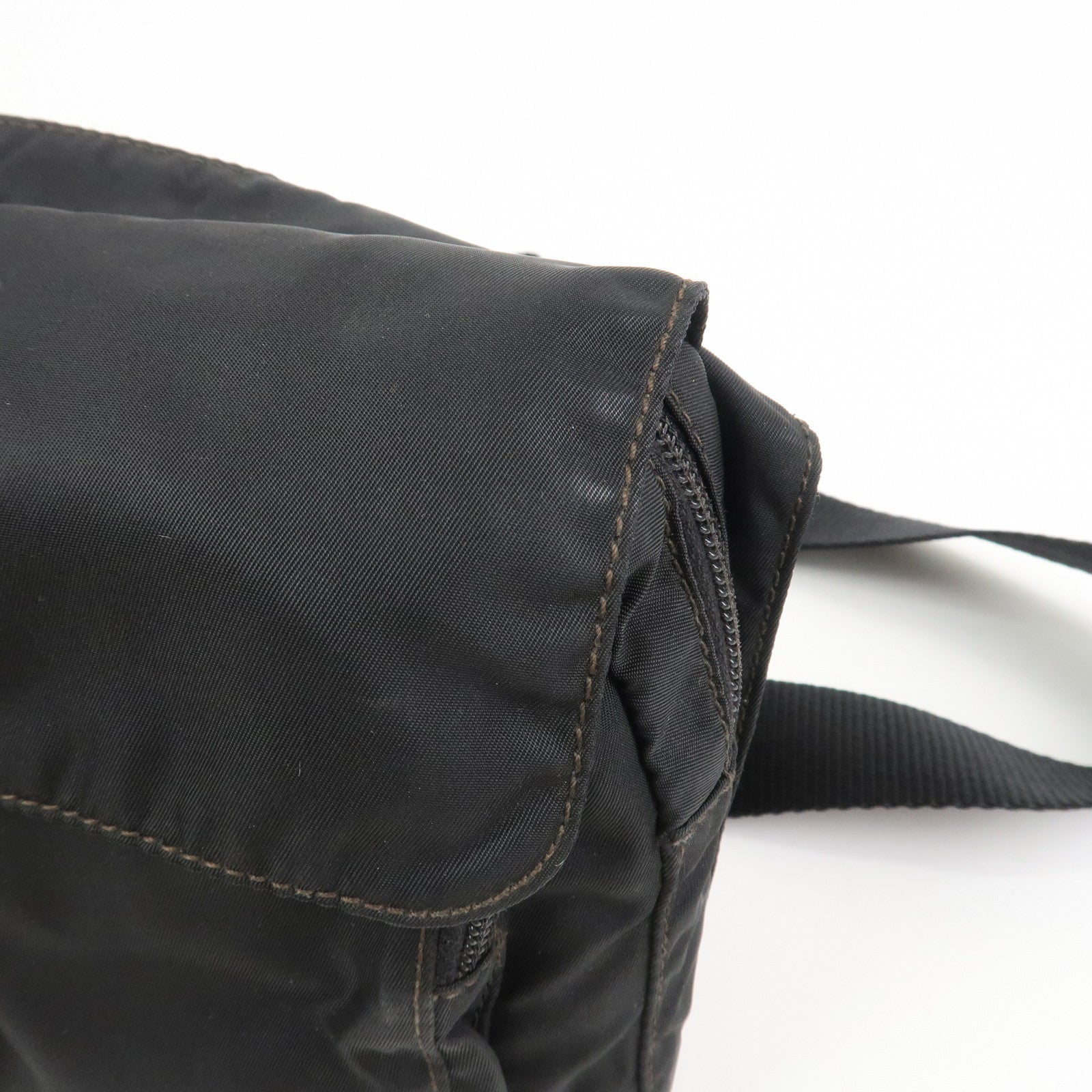 PRADA Nylon Leather Shoulder Bag Crossbody Bag Black BT0521
