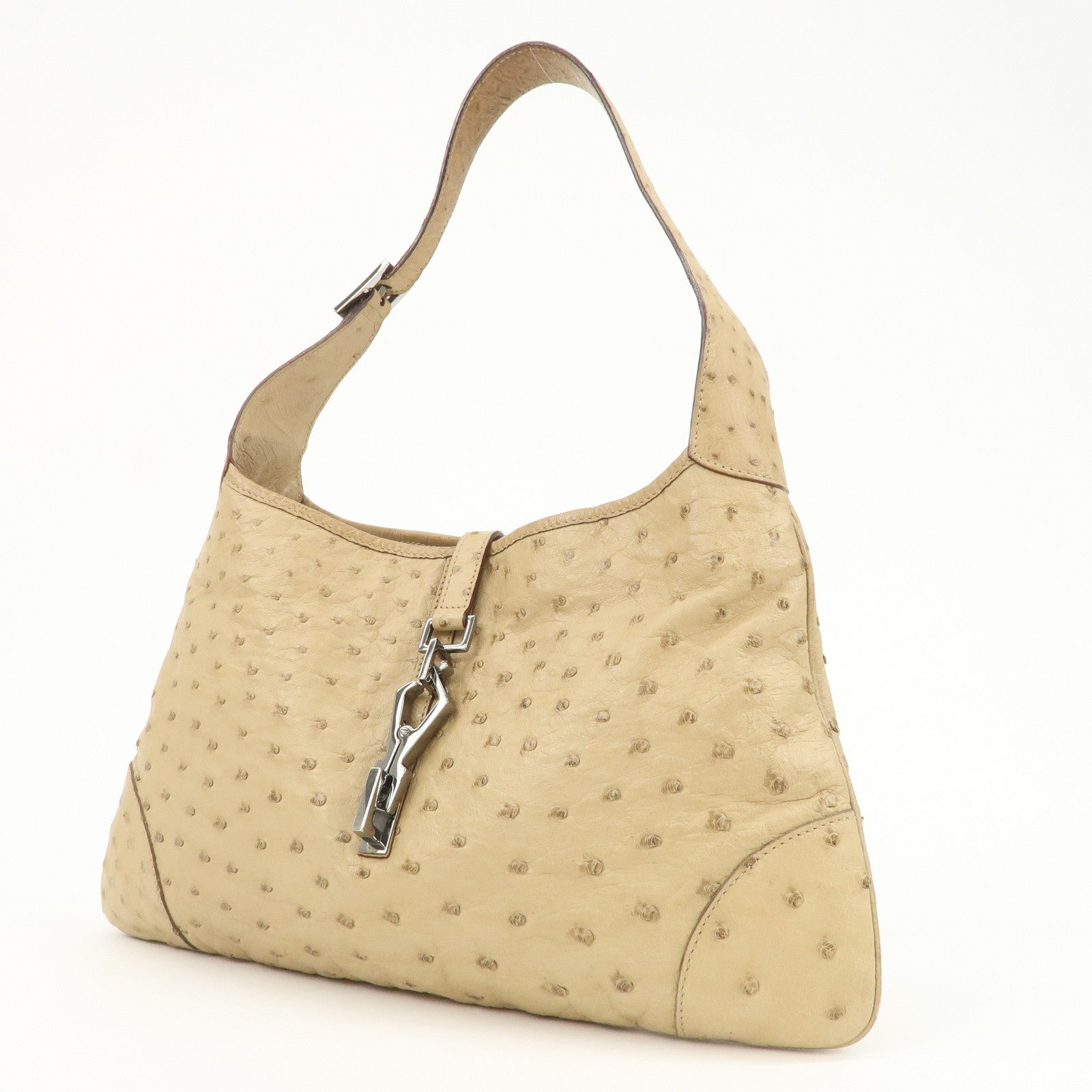 GUCCI Kandensky Leather Shoulder Bag Hand Bag Beige 001・4057