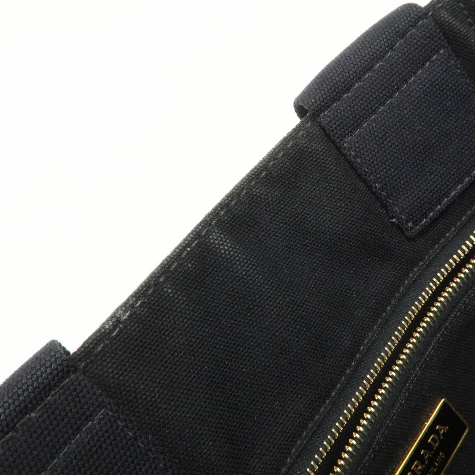 PRADA Triangle Logo Canvas Canapa Tote Bag Black Green BN2020