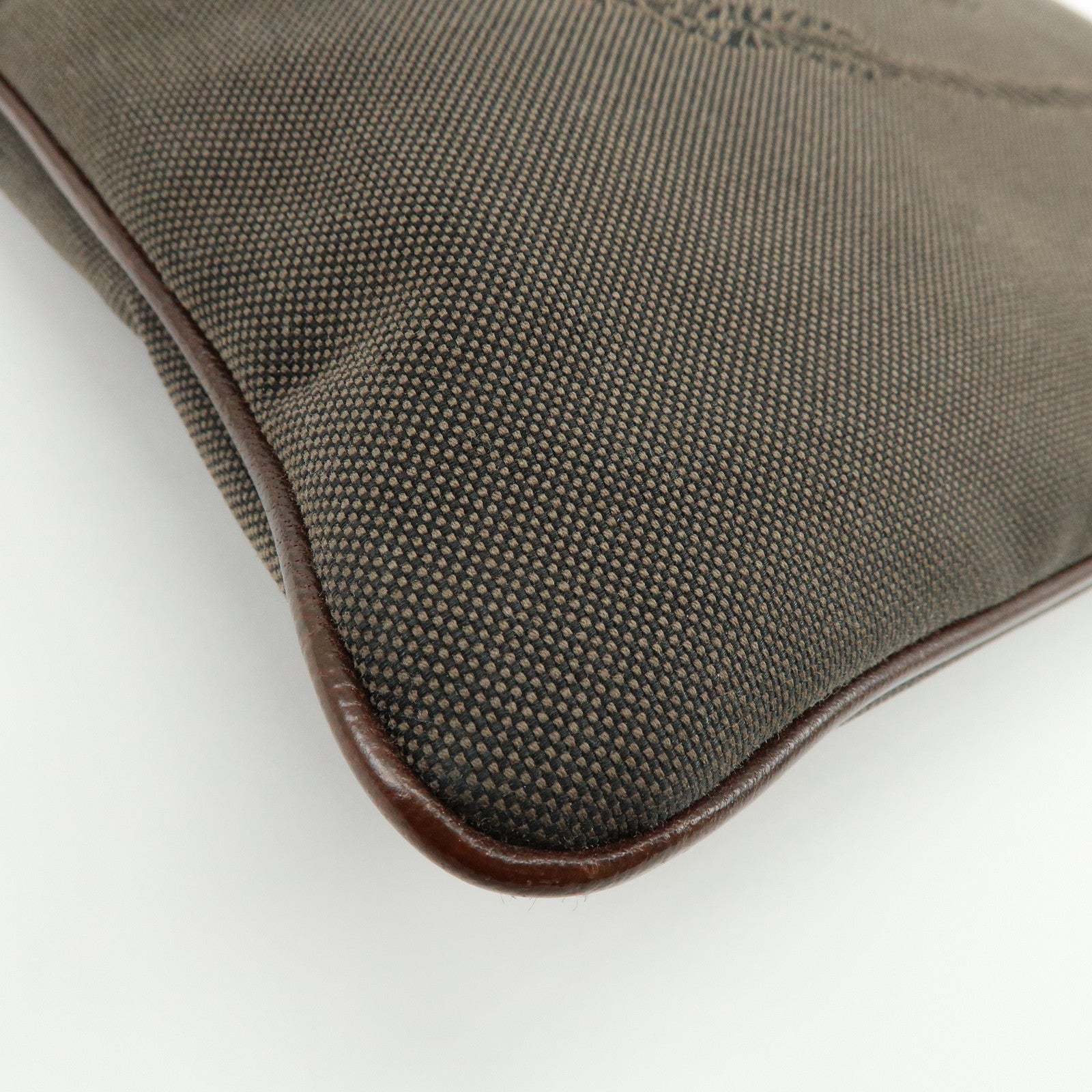 PRADA Logo Jacquard Leather Shoulder Bag Crossbody Bag Brown