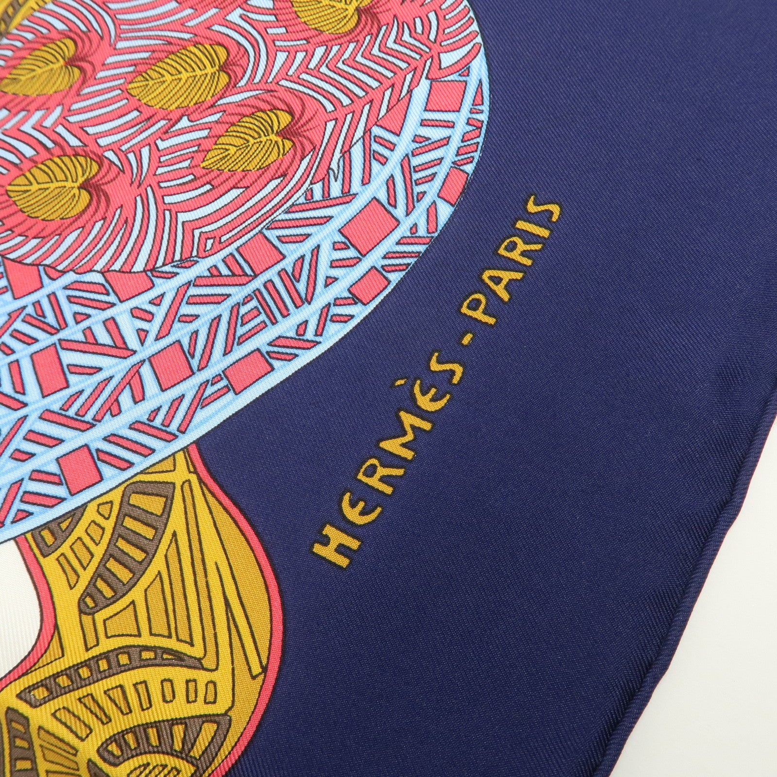 HERMES HERMES Carre 90 Silk 100% Scarf ART des STEPPES Navy