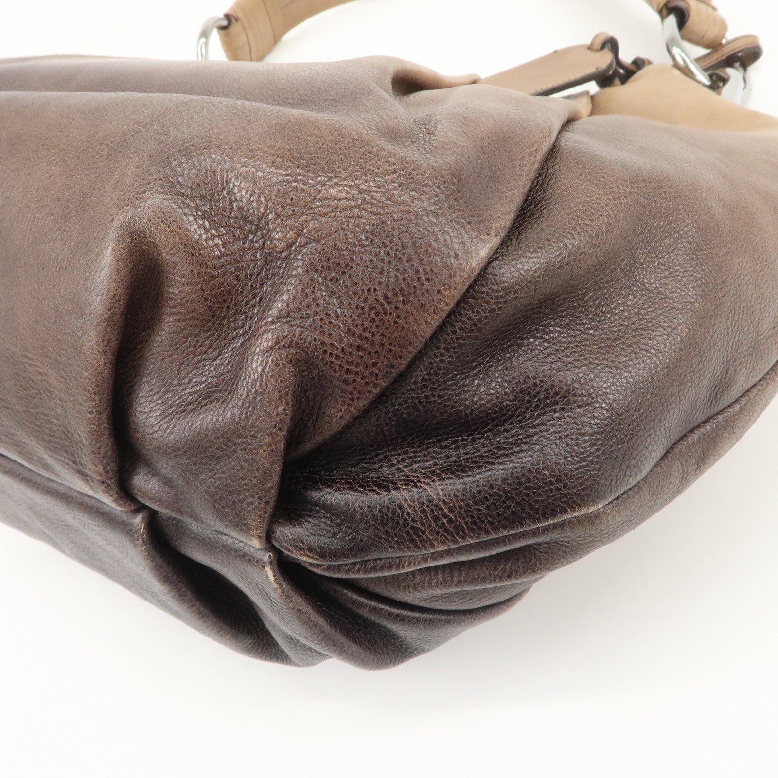 PRADA Leather Gradation Shoulder Bag Brown BR4070