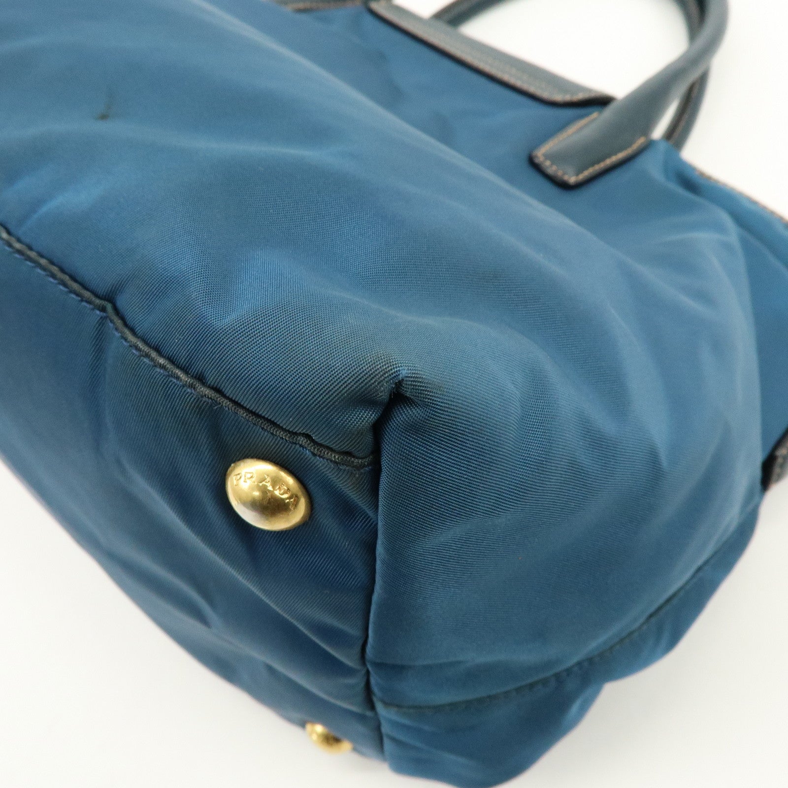 PRADA Triangle Logo 2Way Bag Hand Bag Shoulder Bag Blue BN2541