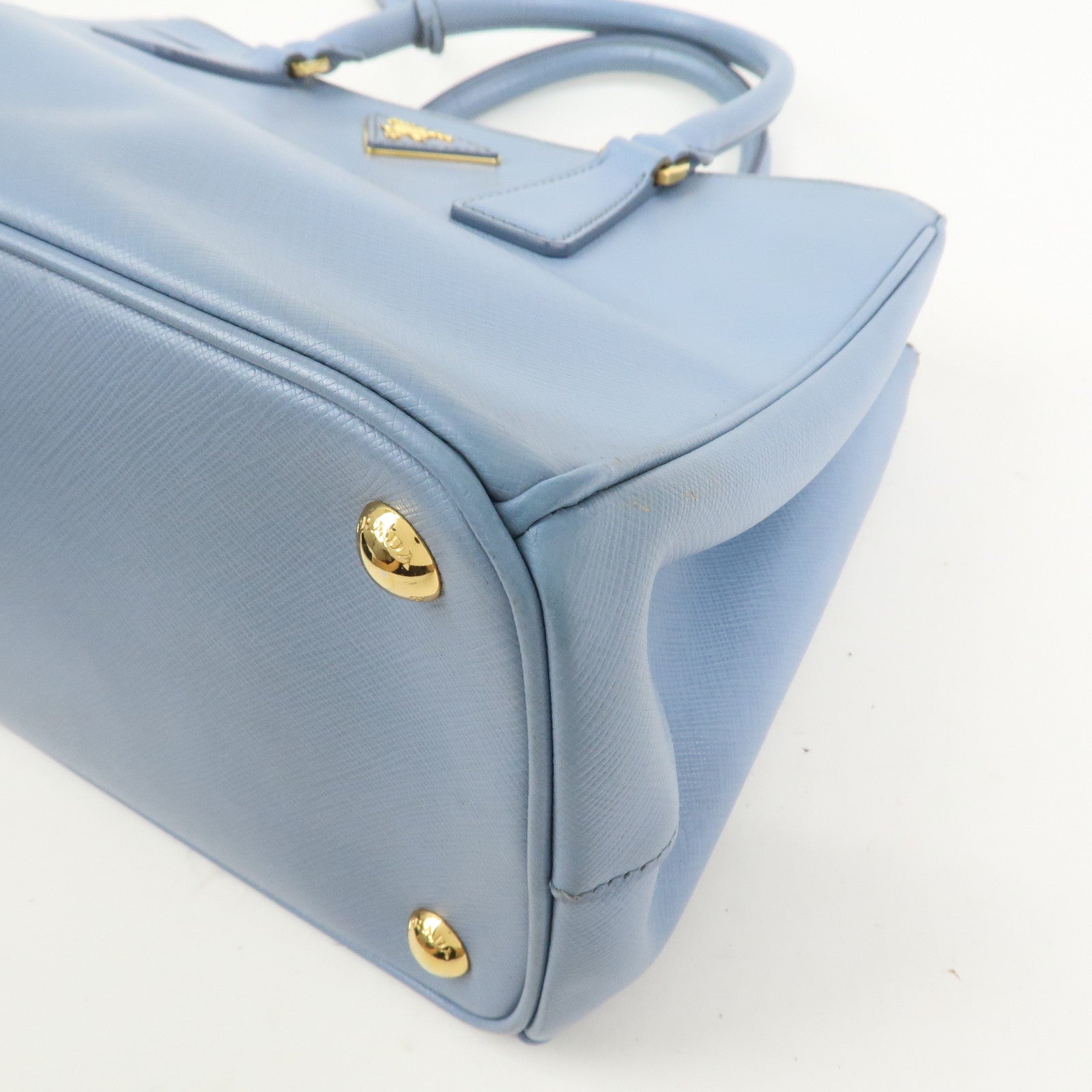 PRADA Triangle Logo Galleria 2Way Bag Shoulder Bag Light Blue BN2863