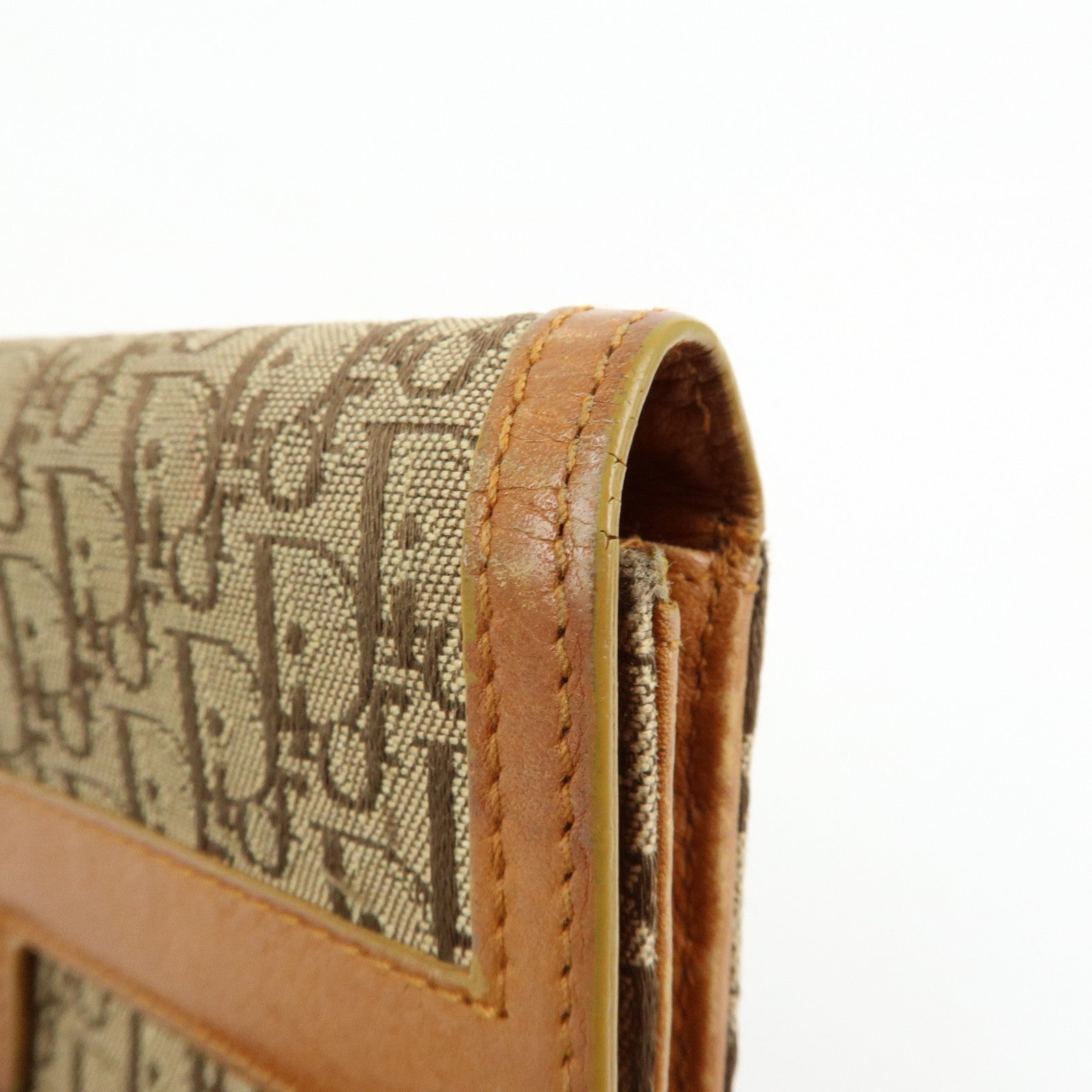 Christian Dior Trotter Street Chic Canvas Leather Long Wallet Brown