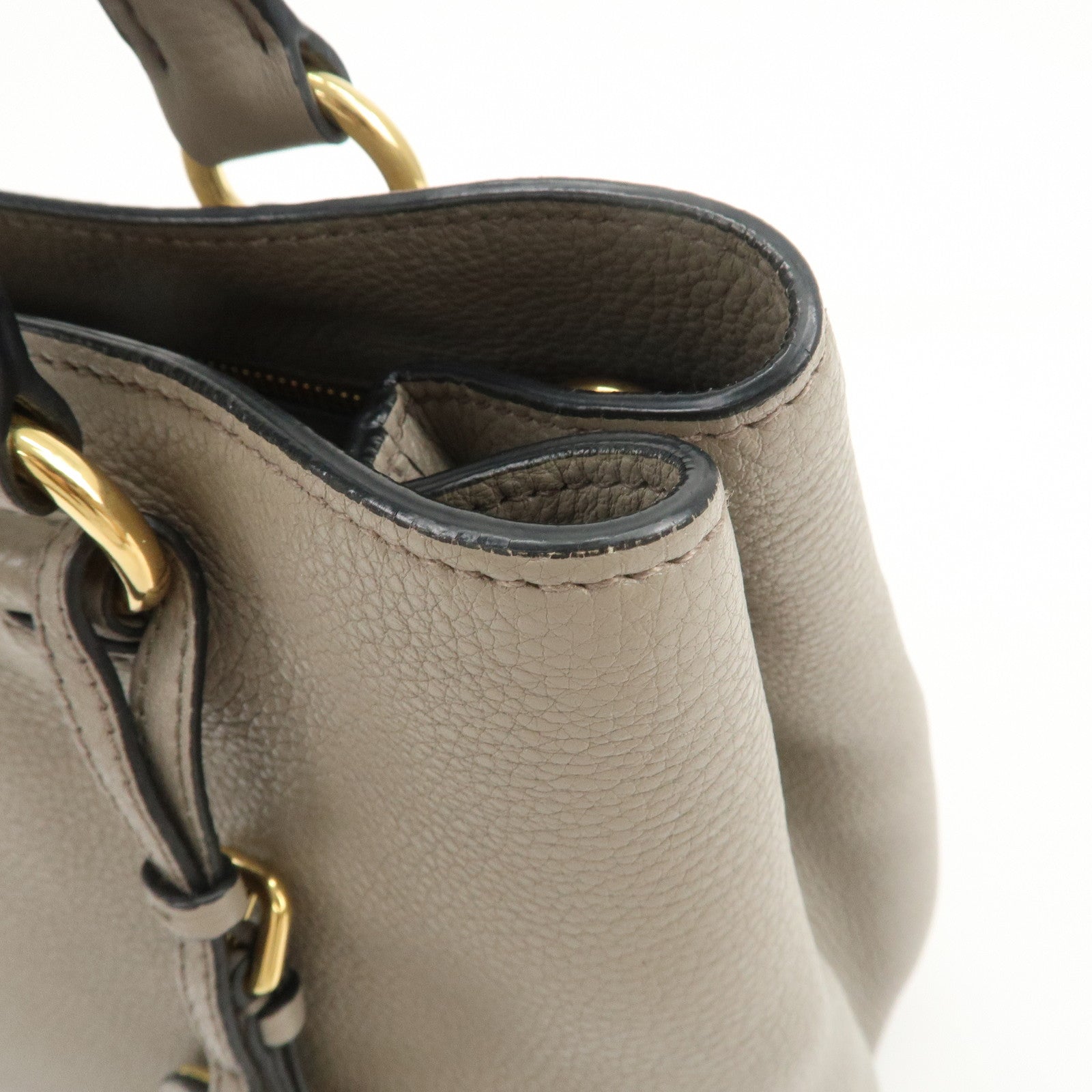 PRADA Logo Leather 2Way Bag Hand Bag Shoulder Bag Gray 1BA058