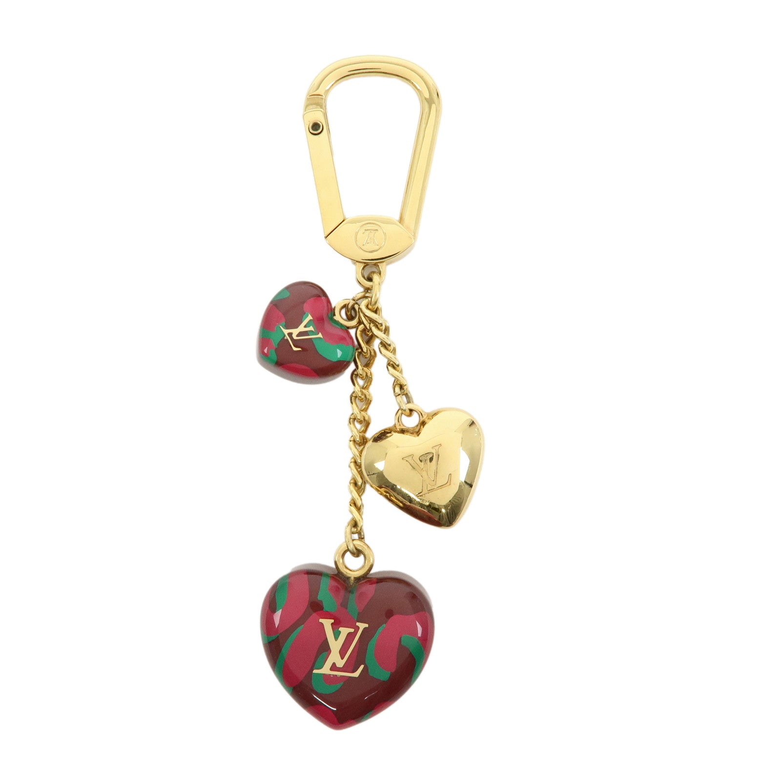 Louis Vuitton Porte Cles Leopard Metal Key Charm Rouge Fauviste
