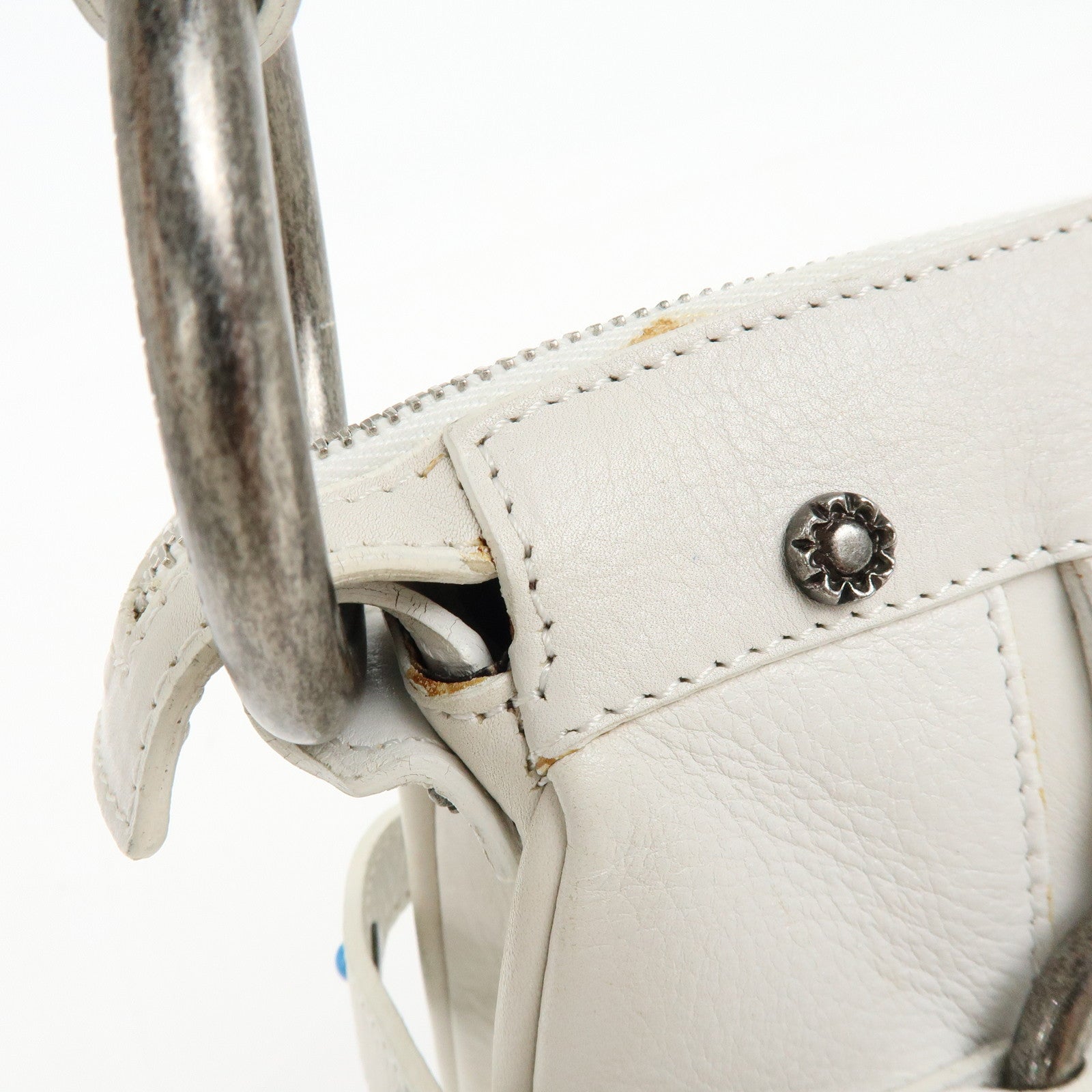 Dolce&Gabbana Leather Hand Bag Shoulder Bag Studs White