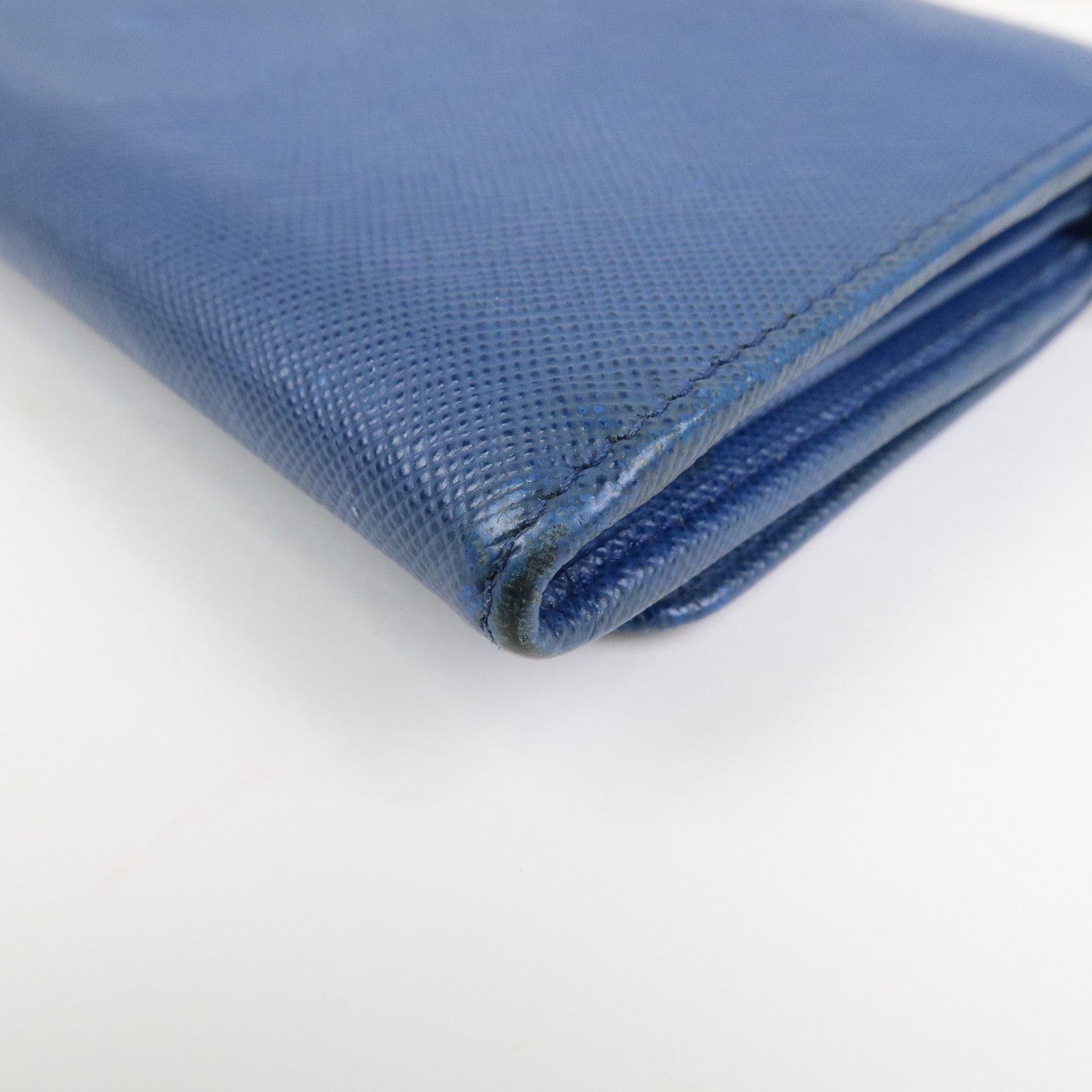 PRADA Logo Saffiano Leather Chain Shoulder Wallet WOC Blue 1M1290