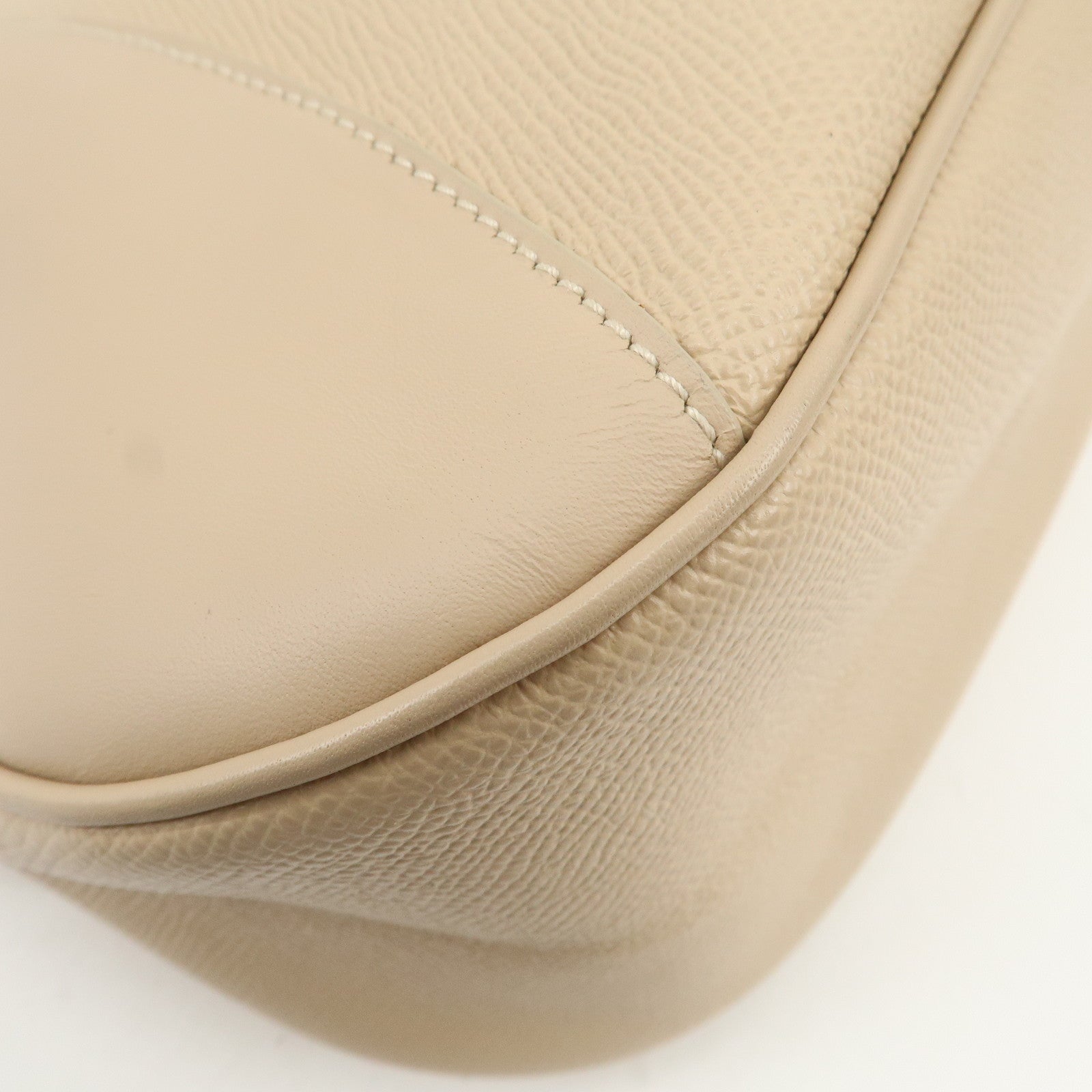 BVLGARI Logo Leather Hand Bag Shoulder Bag Beige