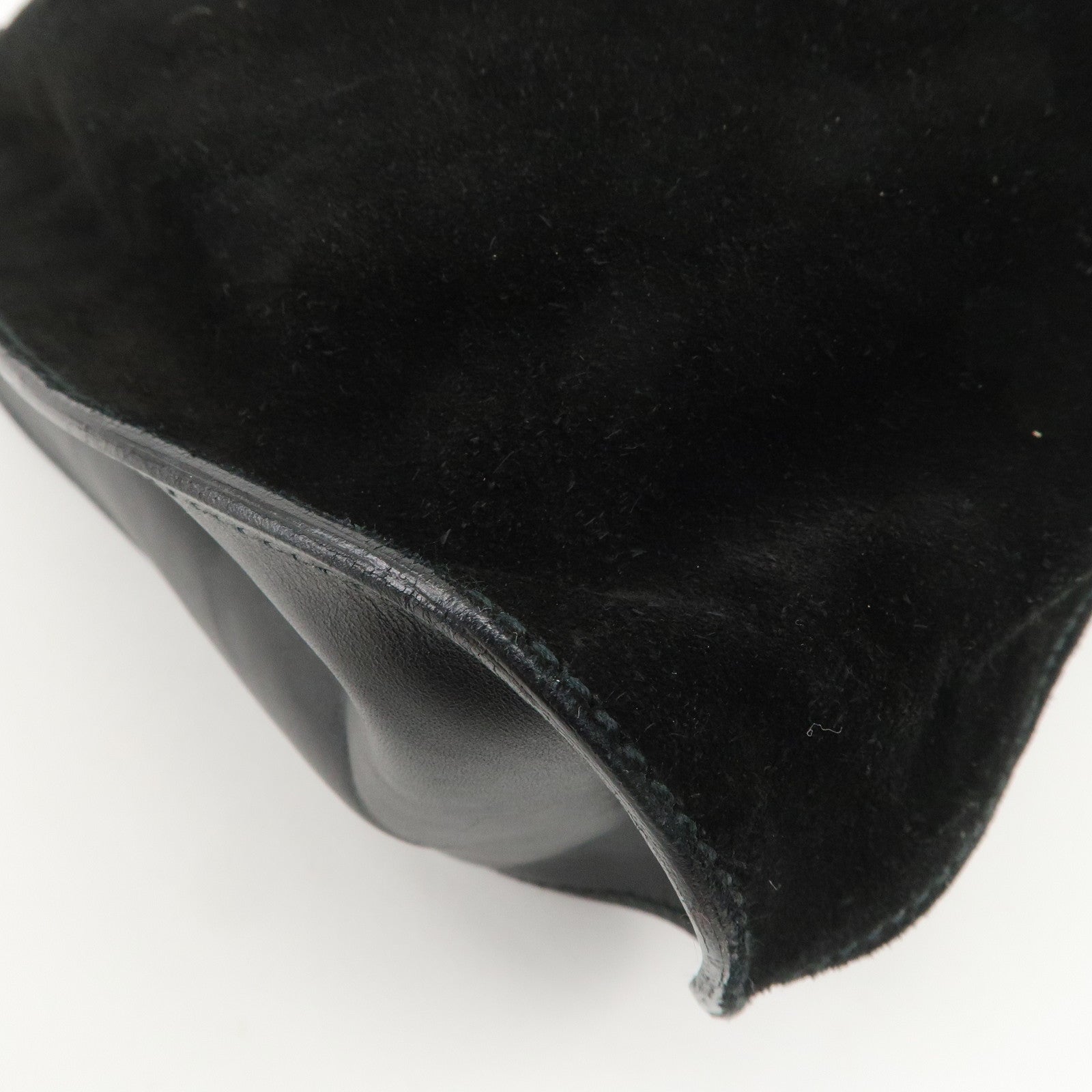 GUCCI Logo Suede Leather Shoulder Bag Hand Bag Black 001・4332