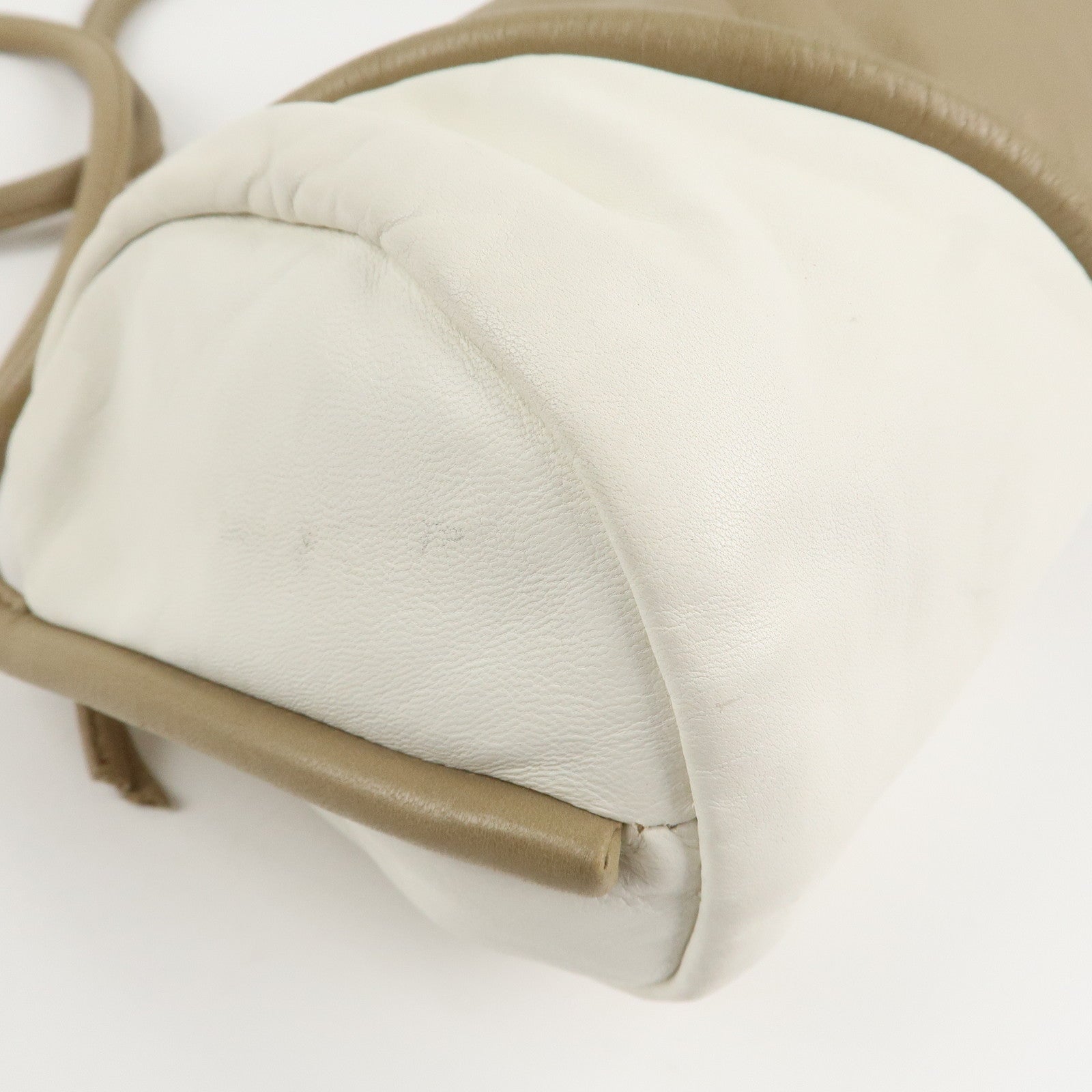 LOEWE Leather Shoulder Bag Crossbody Bag Beige White Used