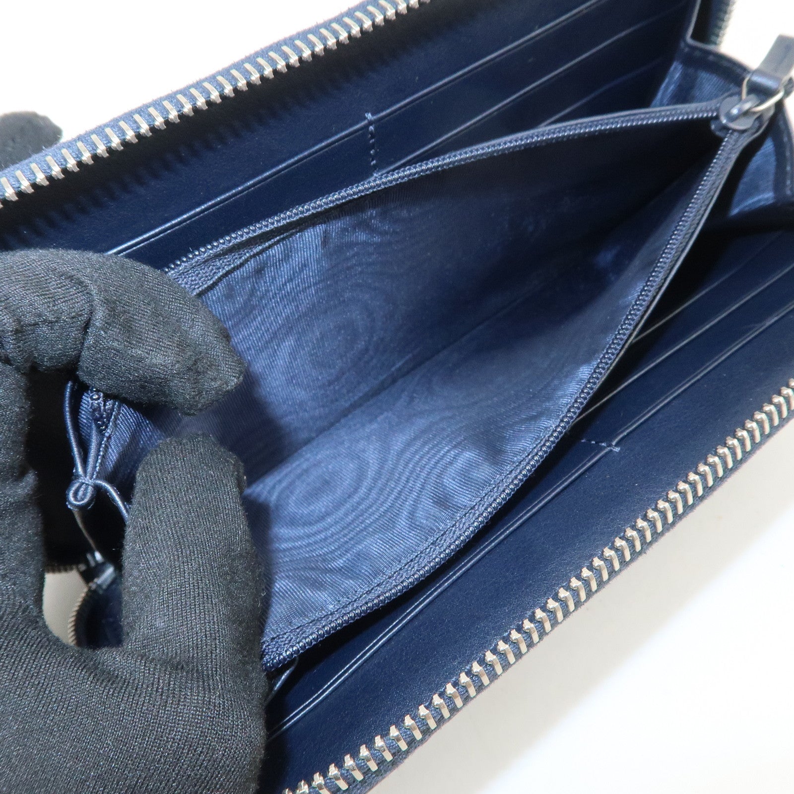 GUCCI Micro Guccissima Leather Zippy Long Wallet Navy 544473