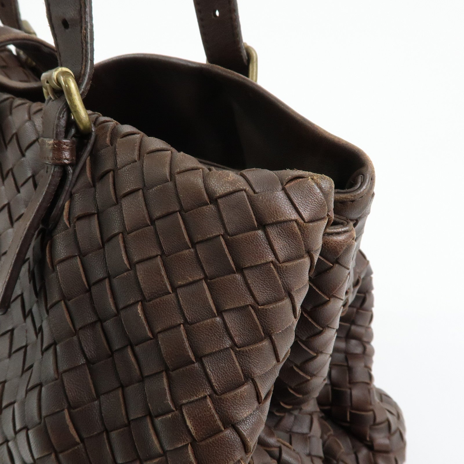 BOTTEGA VENETA Intrecciato Leather Tote Bag Hand Bag Brown