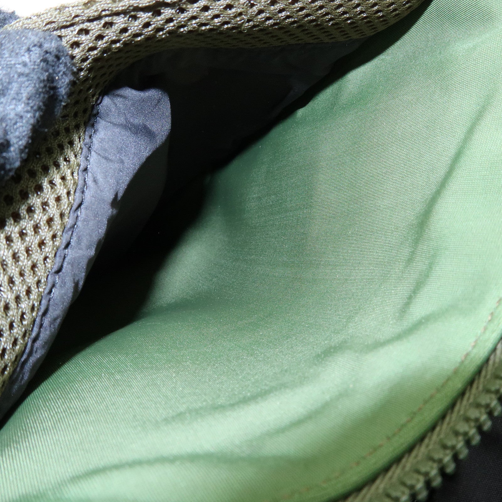 MIU MIU 90's Archive Chest Ring Mesh Nylon Shoulder Bag Khaki