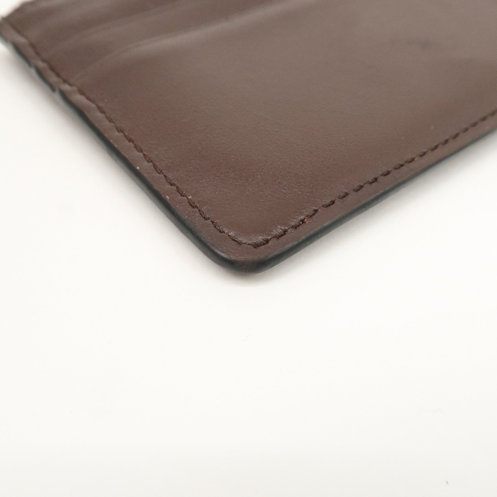 MIU MIU LOGO Leather Coin Case Card Case Brown Used