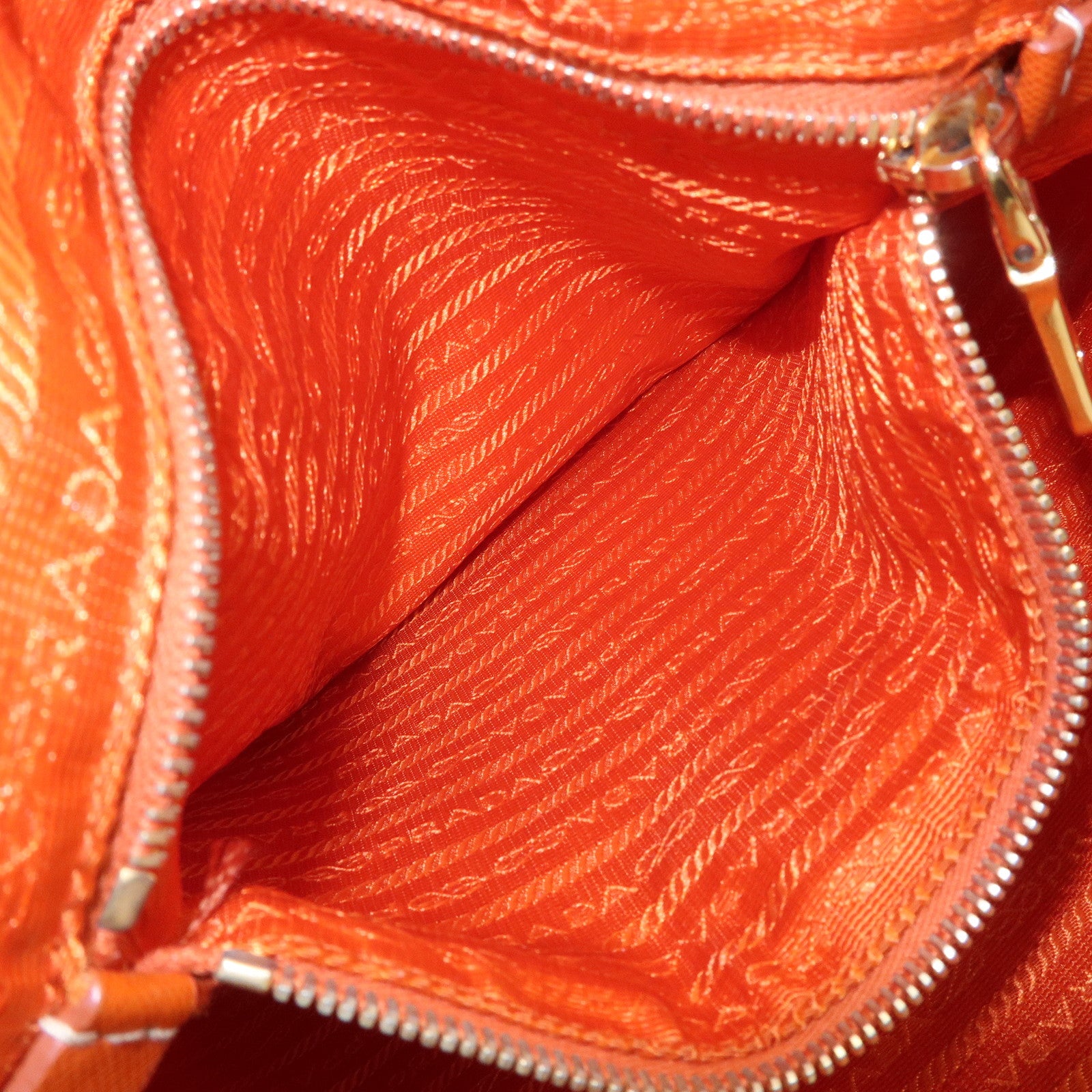 PRADA Nylon Saffiano Leather Tote Bag Hand Bag Orange