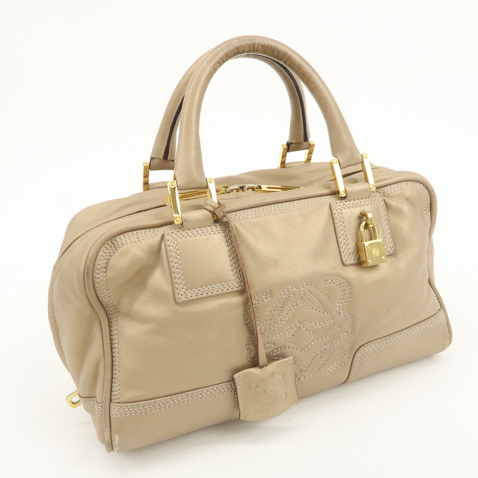 LOEWE Anagram Amazona 28 Nappa Leather Hand Bag Gold