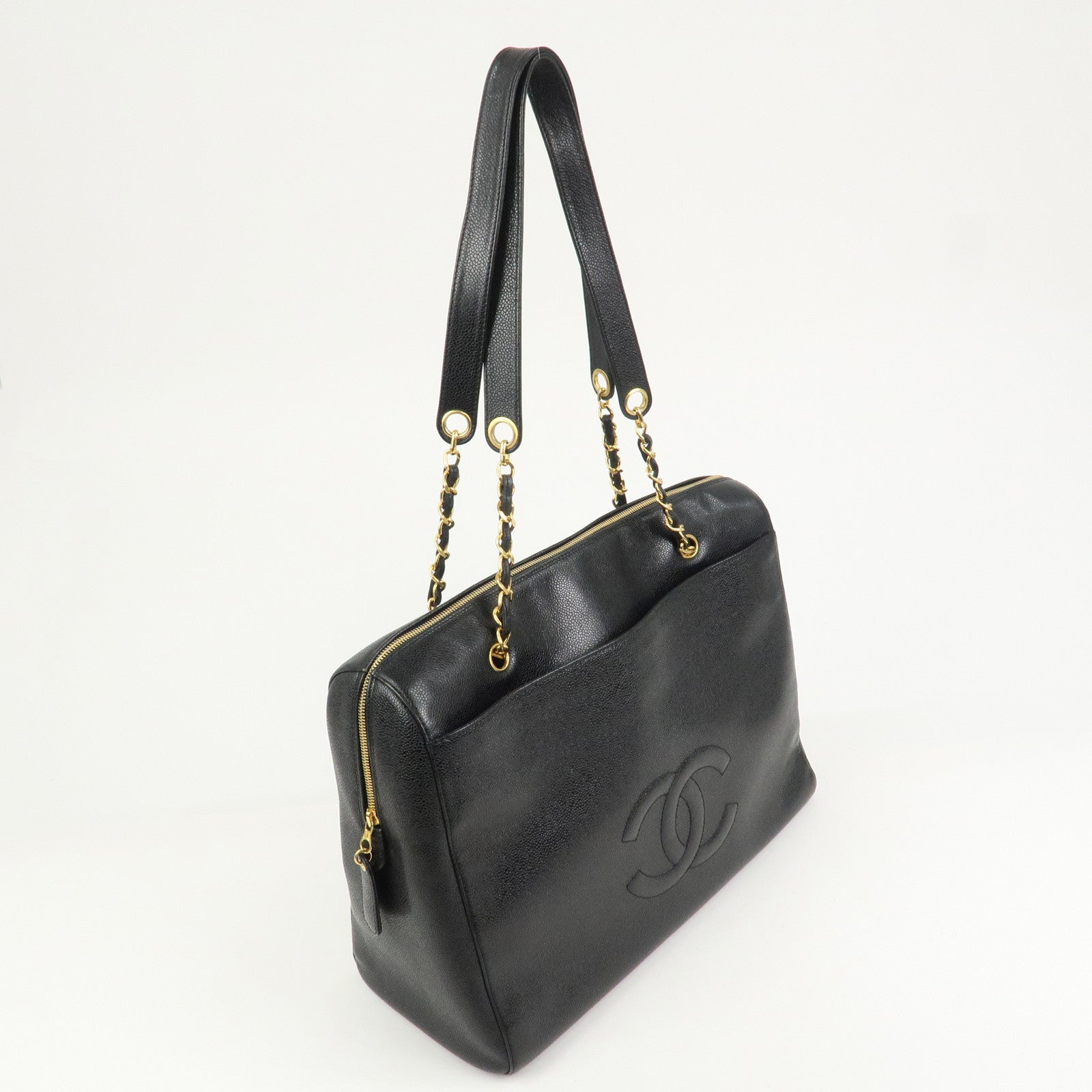 CHANEL COCO Mark Caviarskin Chain Shoulder Bag Black A10492