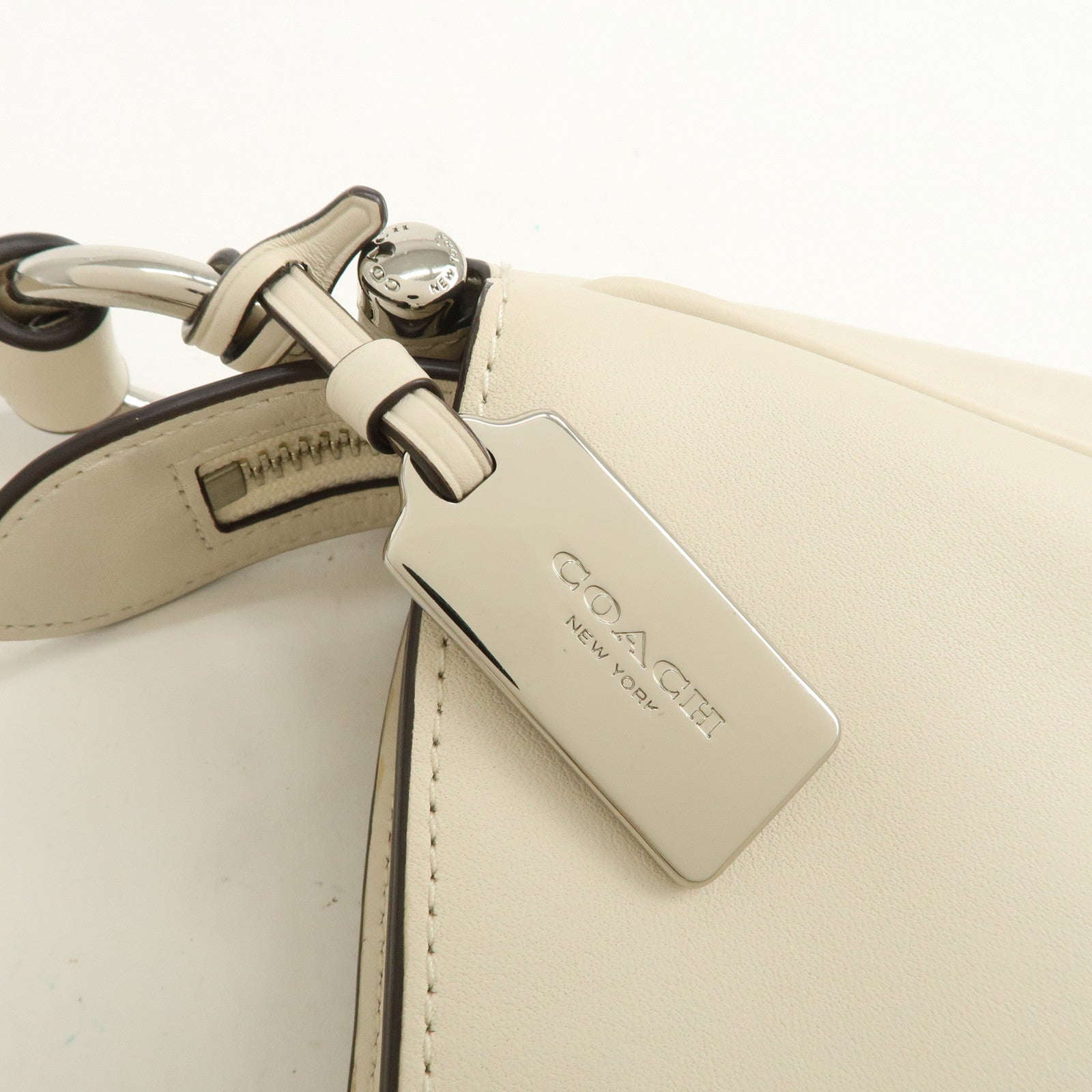 COACH Logo Calf Leather 2Way Bag Shoulder Bag Hand Bag Ivory 57119
