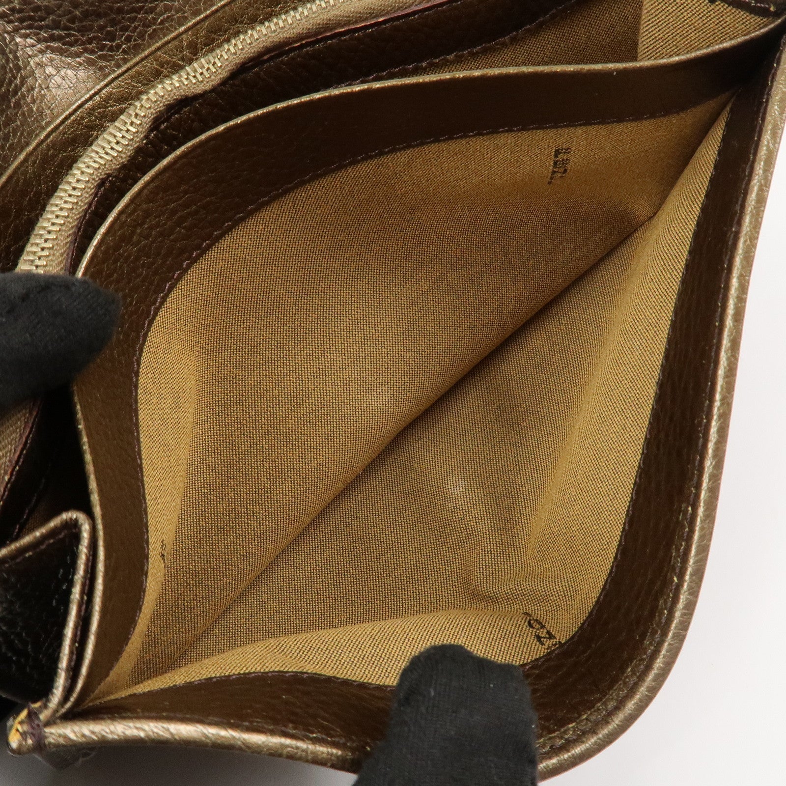 FENDI Zucca Canvas Leather Bi-fold Long Wallet Brown Gold 8M0000