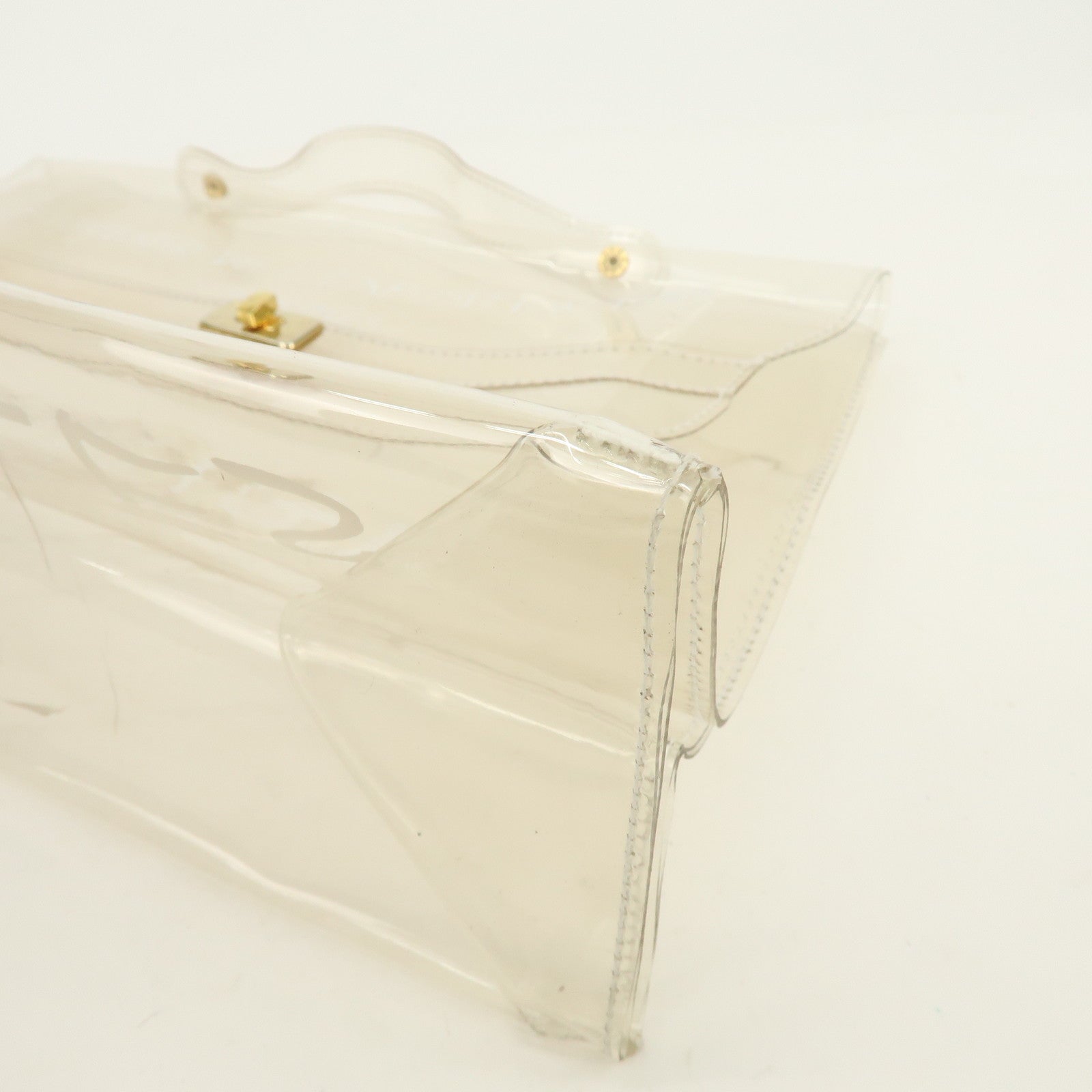 HERMES Vinyl Kelly Hand Bag Clear