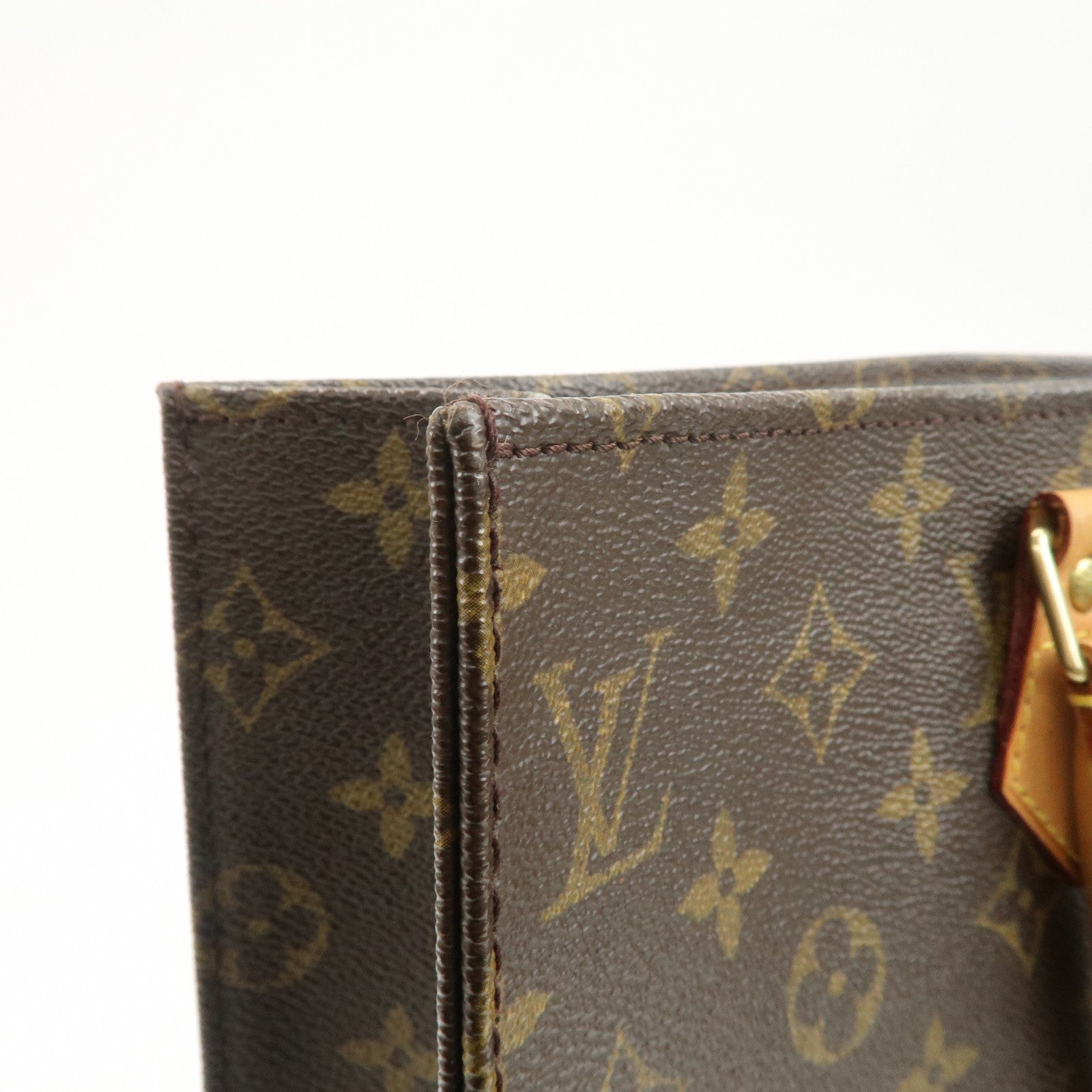Louis Vuitton Monogram Sac Plat Tote Bag Hand Bag Brown M51140