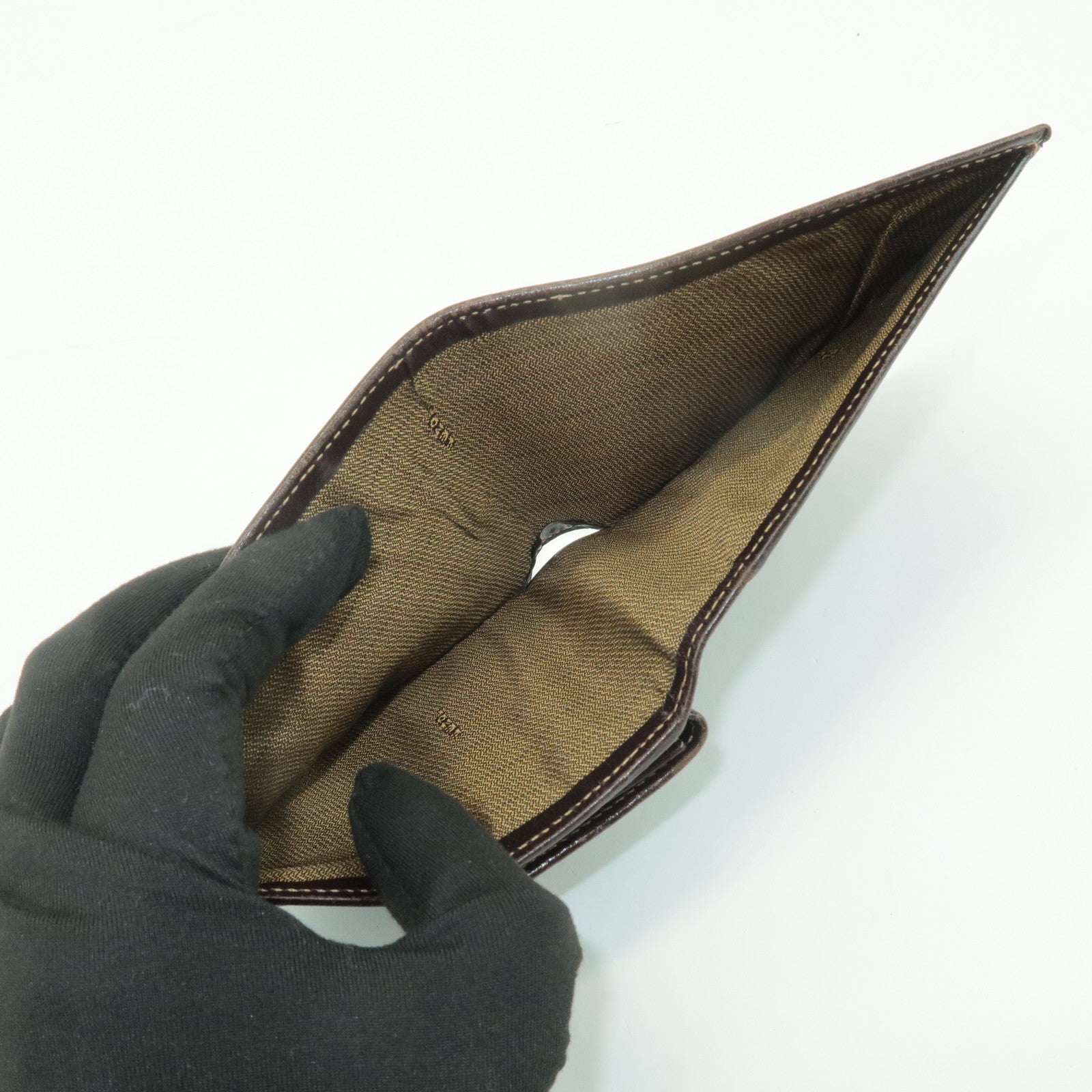 FENDI Zucca Leather Canvas Bi-fold Wallet Black Brown 01445 Used