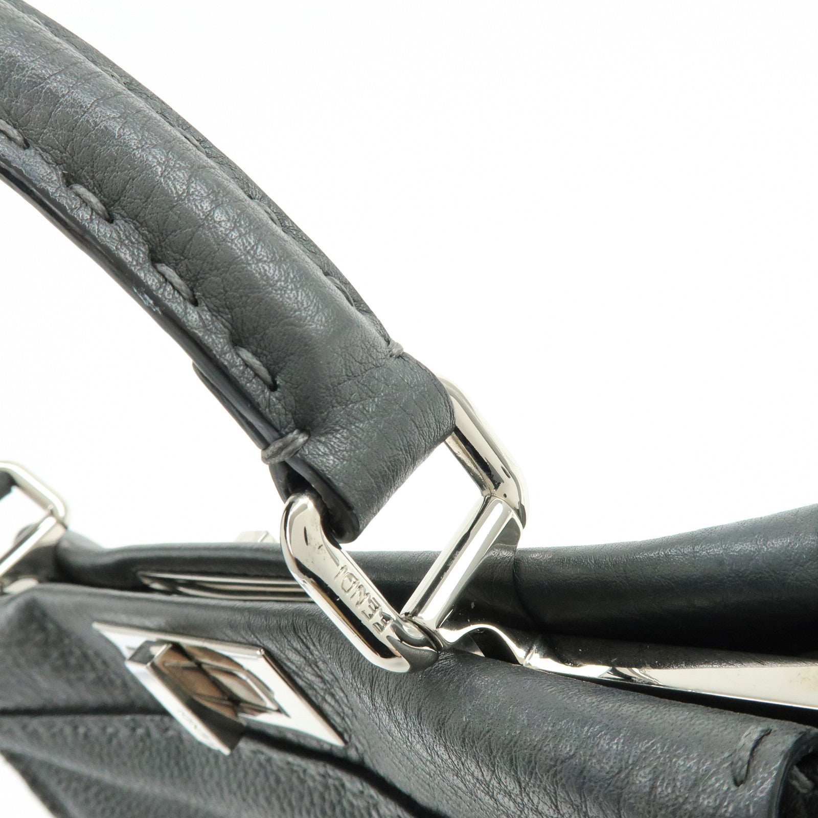 FENDI Selleria Peekaboo Calf Leather 2Way Shoulder Hand Bag 8BN226