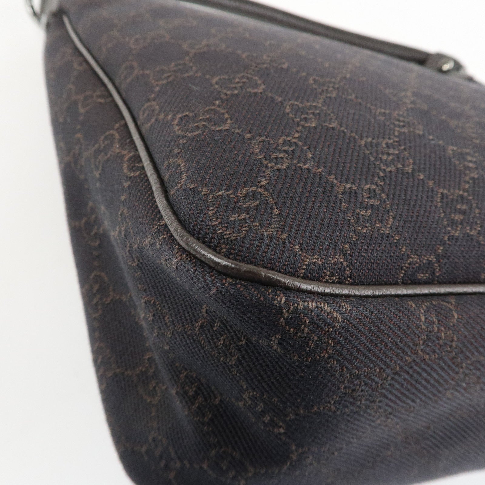 GUCCI Abbey Leather Canvas Shoulder Bag Hand Bag Dark Brown 293581 Used