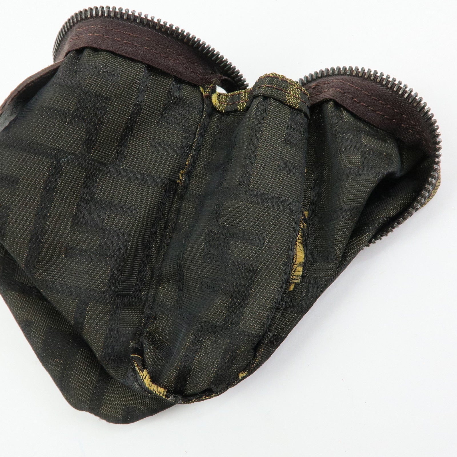 FENDI Zucca Set of 2 Canvas Leather Pouch Brown 7N0023 7N0006