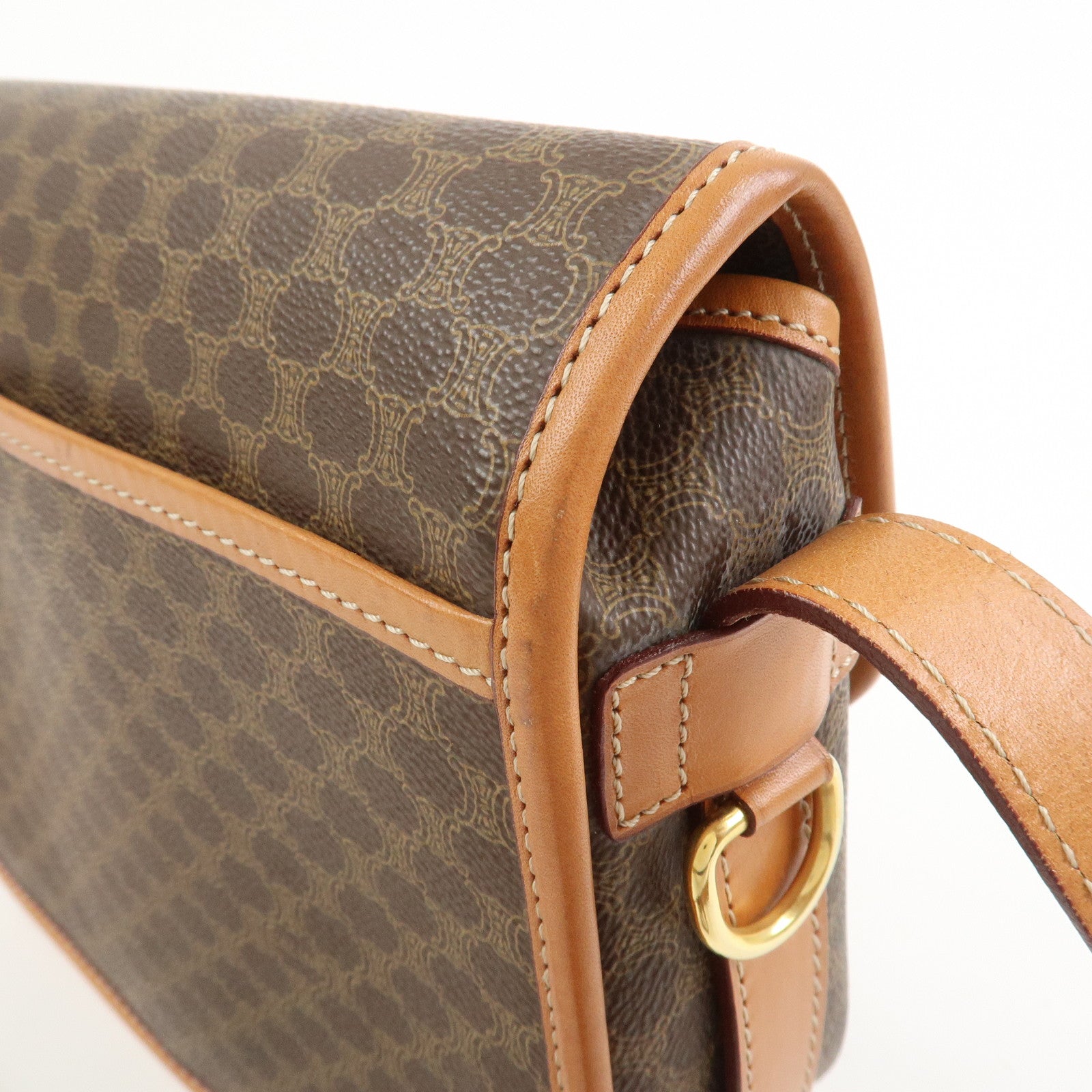 CELINE Macadam PVC Leather Shoulder Bag Crossbody Bag Brown