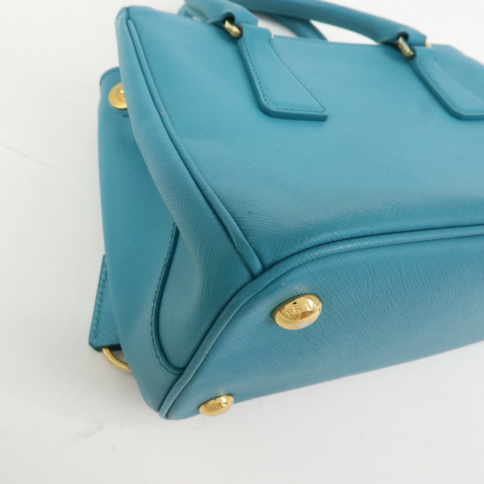 PRADA Galleria Saffiano Lux Leather 2Way Bag Hand Bag Blue BN2402