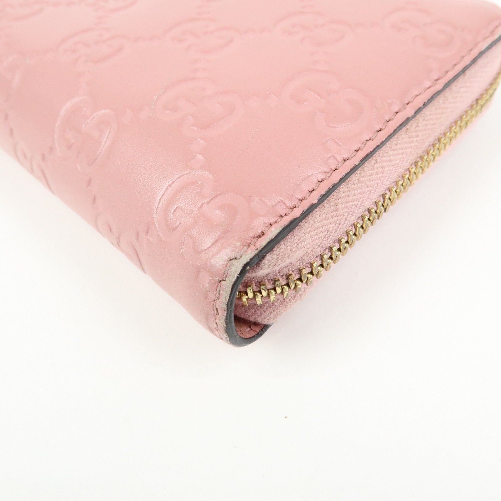 GUCCI Guccissima Leather Round Zippy Long Wallet Pink 410102