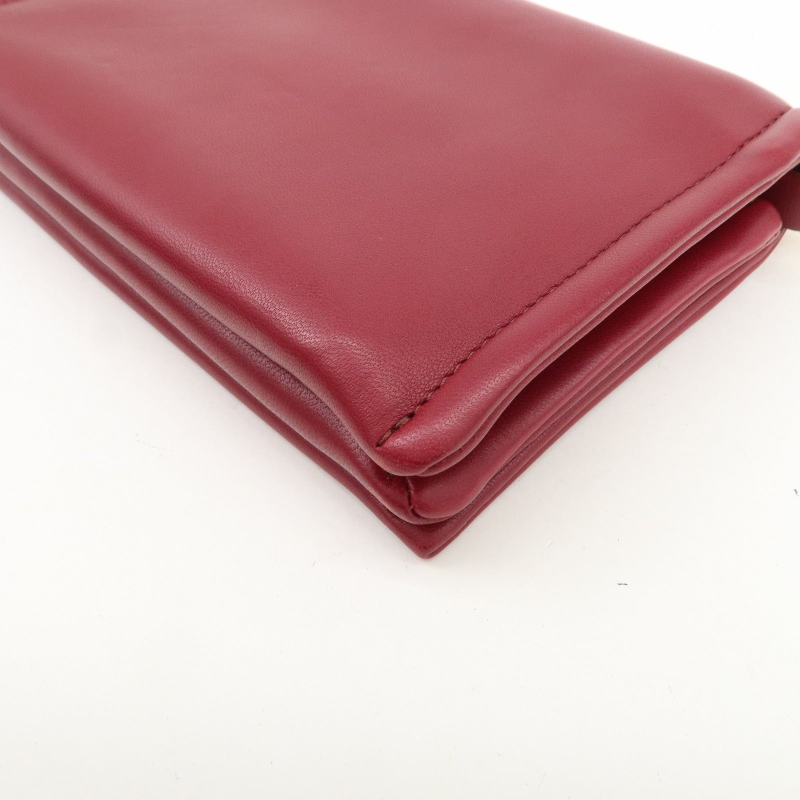 VALENTINO Leather 2Way Bag Shoulder Bag Hand Bag Wine Red