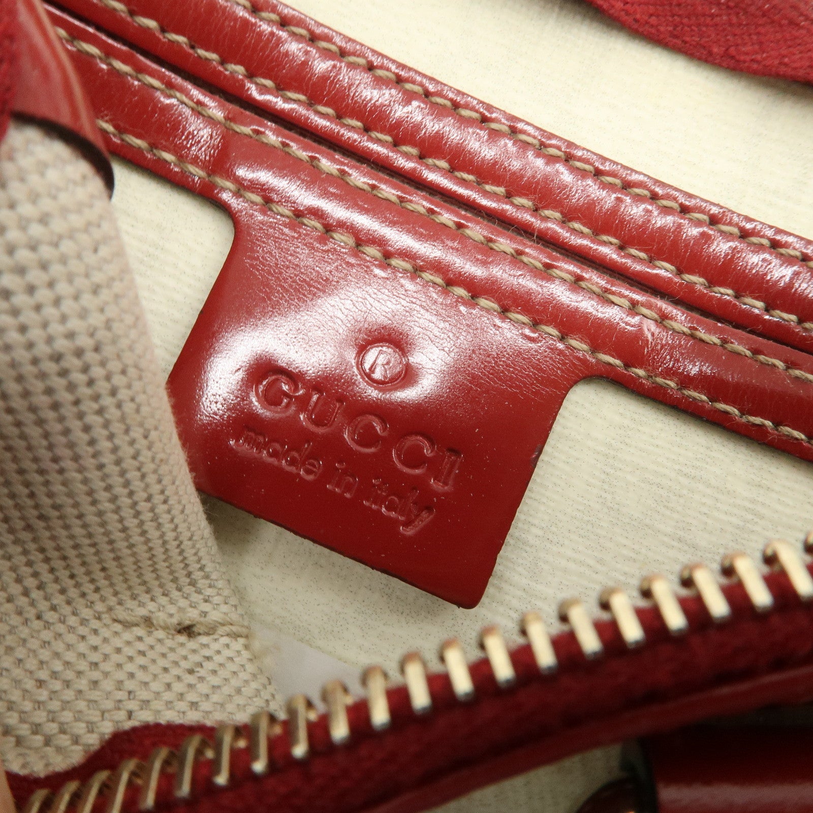 GUCCI Joyline GG Supreme Leather Mini Boston Bag White Red 190257 Used
