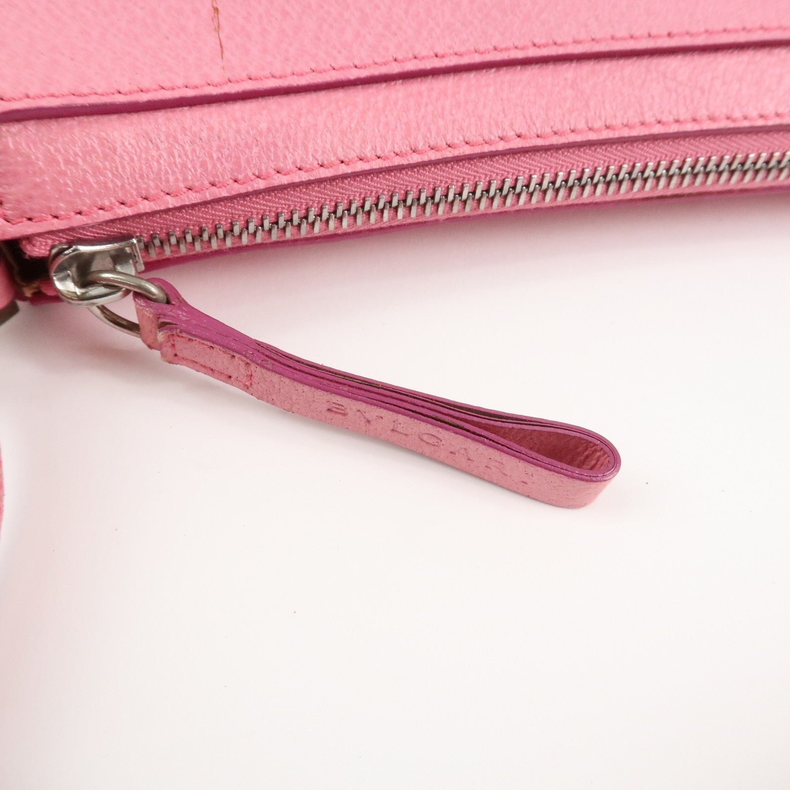 BVLGARI Logo Mania Leather Canvas Shoulder Bag Pink