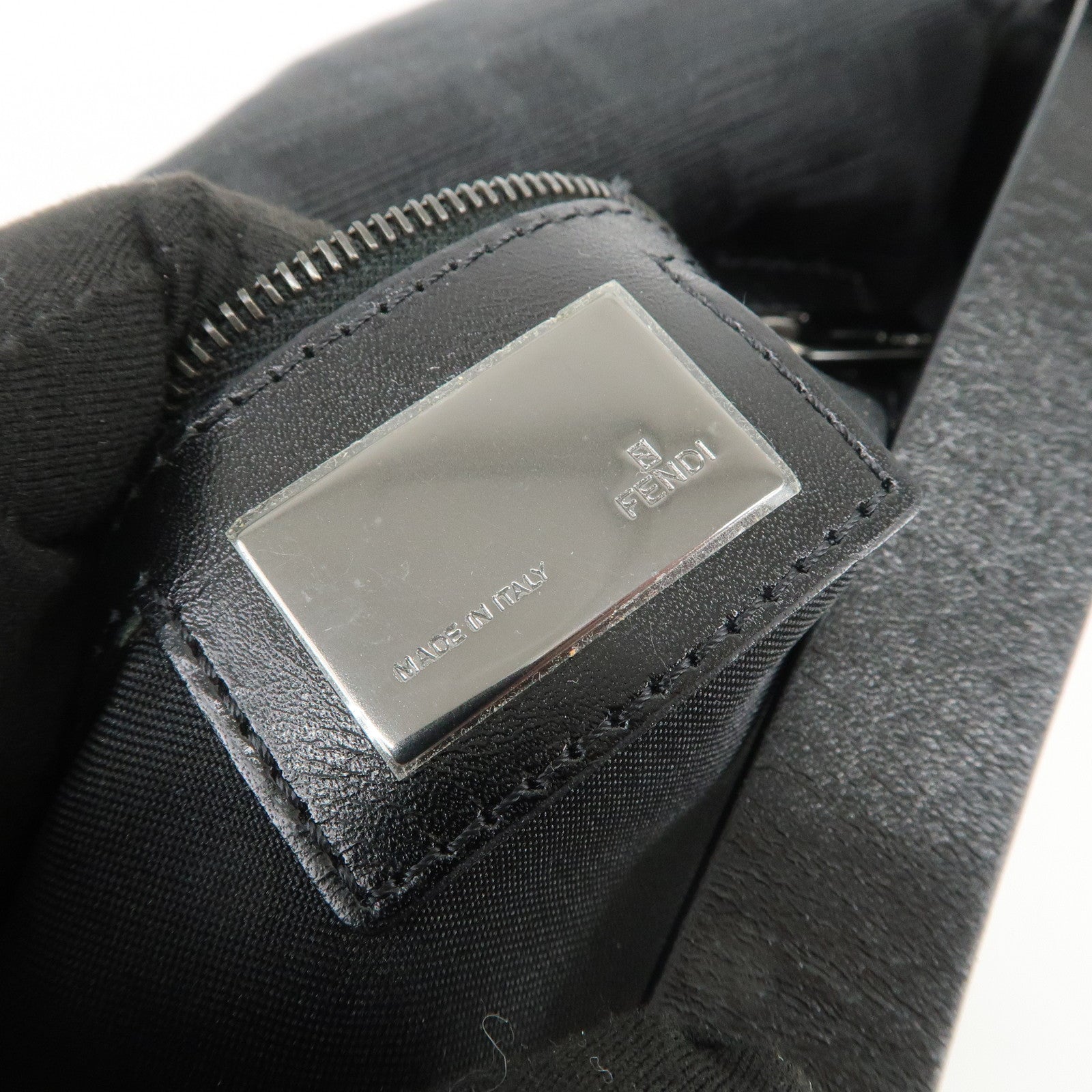 FENDI Mamma Baguette Zucca Canvas Leather Shoulder Hand Bag 8BR001