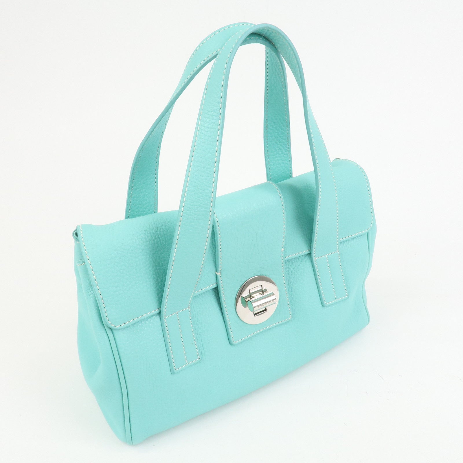 Tiffany & Co Manhattan Leather Hand Bag Tiffany Light Blue