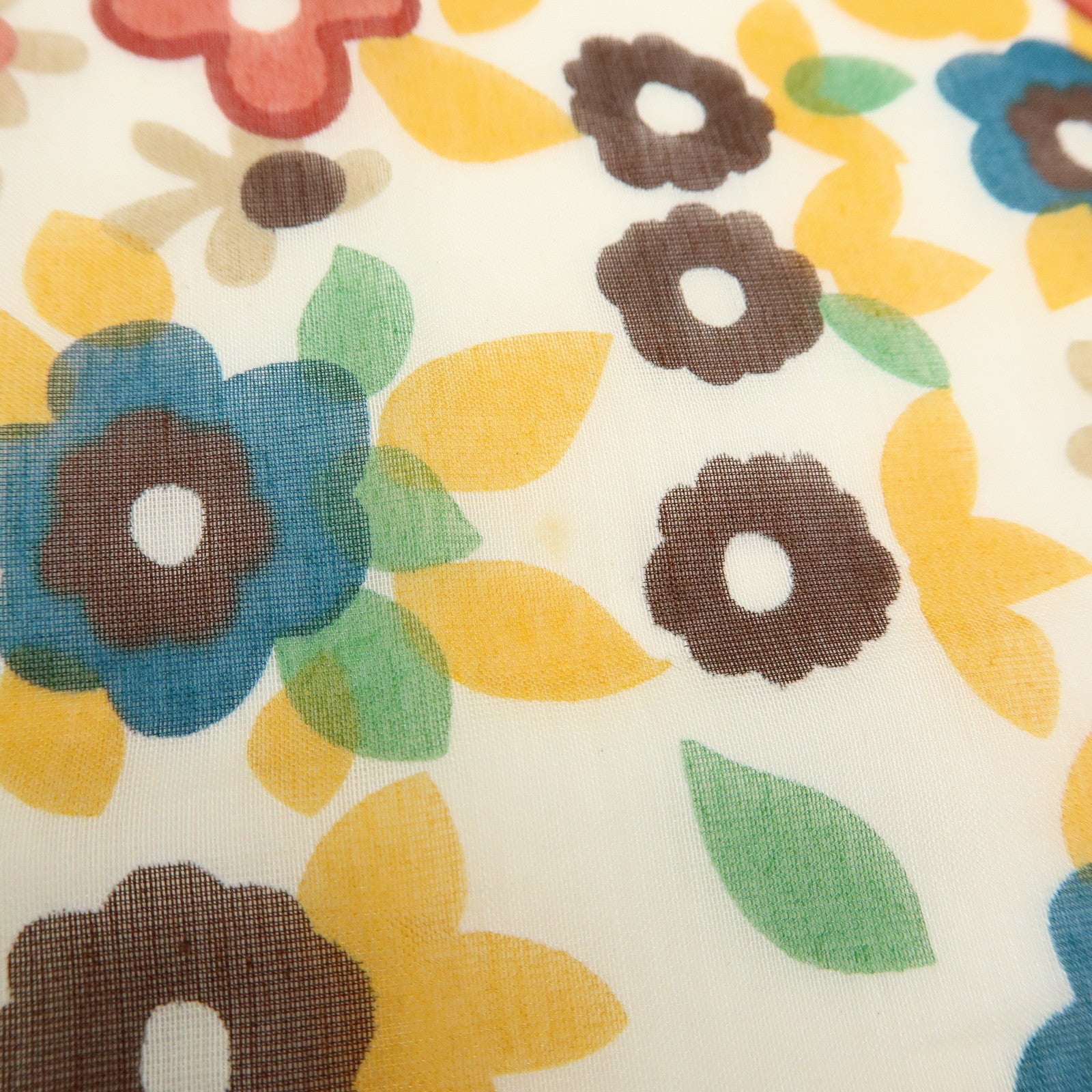 Louis Vuitton Cotton Silk Flower Motif Scarf Bandeau Ivory