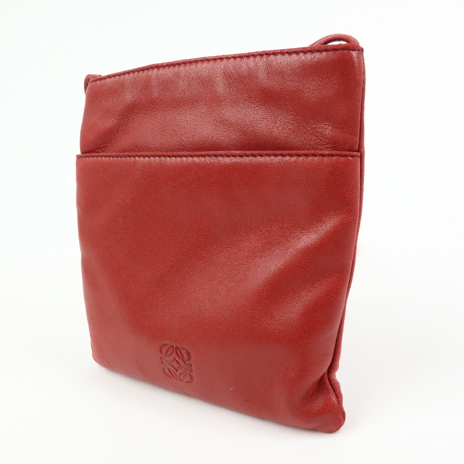 LOEWE Anagram Nappa Leather Shoulder Bag Crossbody Bag Red