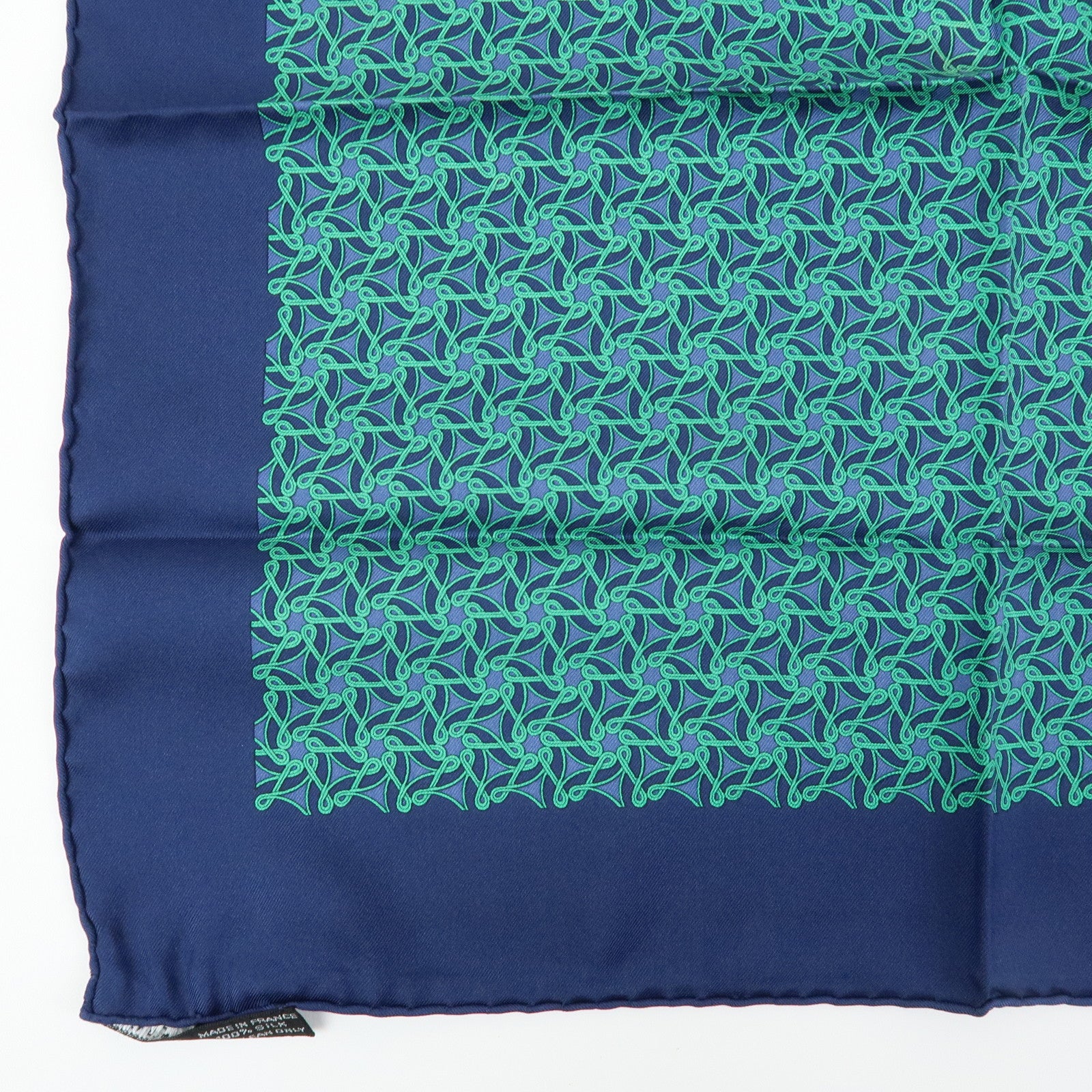 HERMES Carre 45 Set of 2 Silk 100% Scarf Navy Green