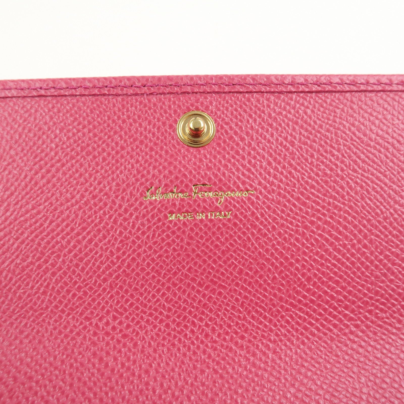 Ferragamo Vara Ribbon Logo Leather Long Wallet Pink