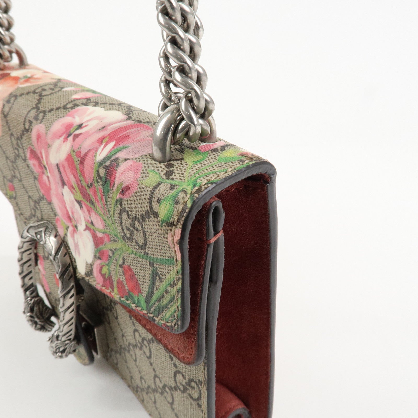 GUCCI Dionysus GG Blooms GG Supreme Shoulder Bag Beige Red 421970 Used