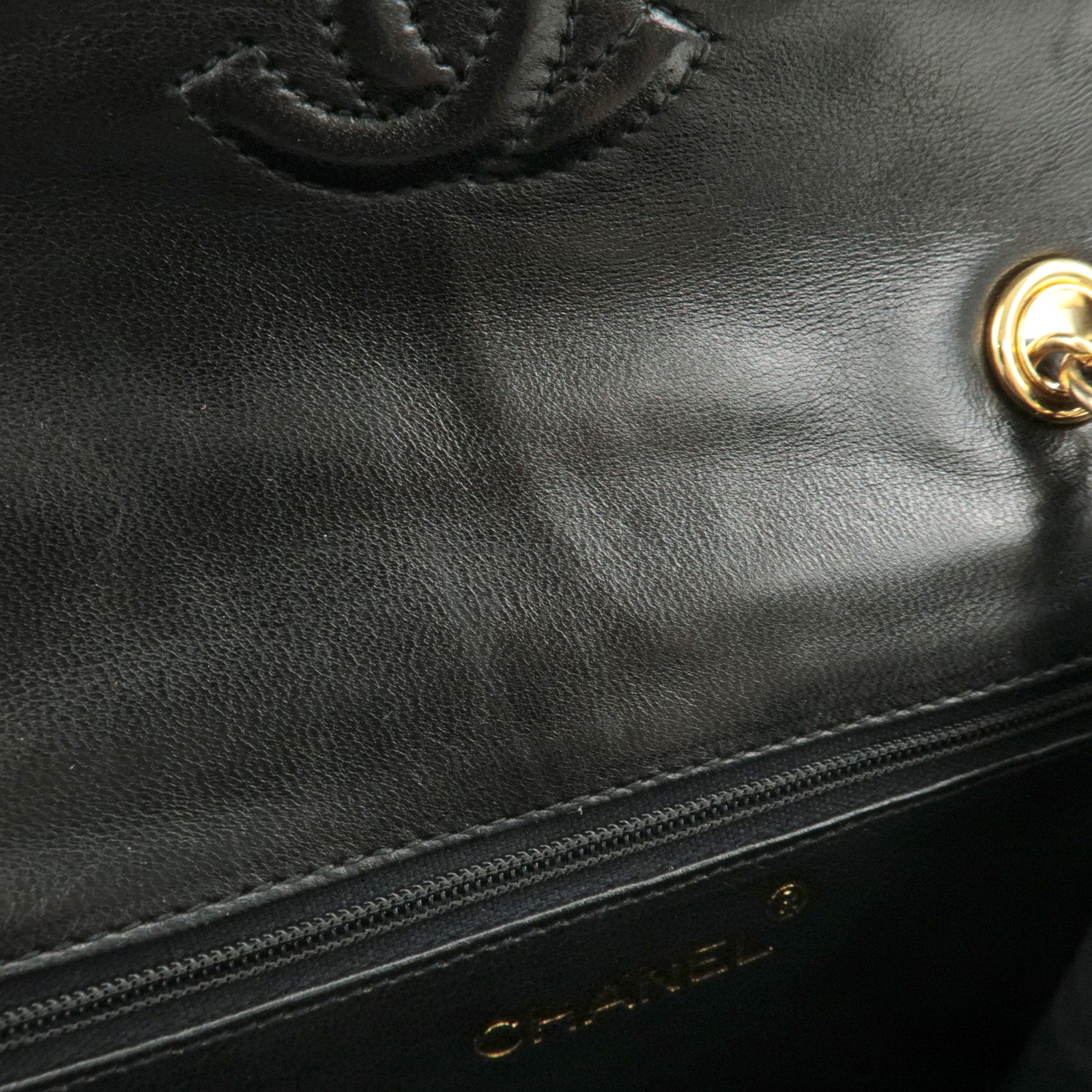 CHANEL COCO Mark Matelasse Lamb skin Chain Shoulder Bag Black Used