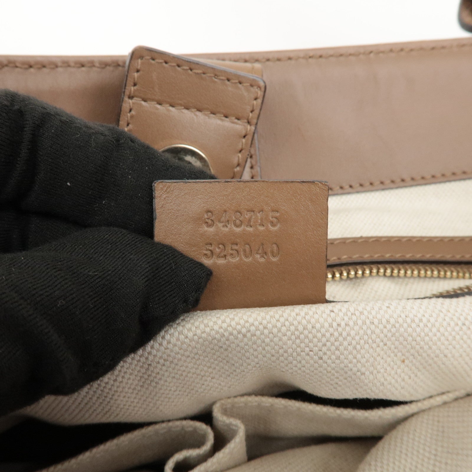 GUCCI Craft Denim Leather Tote Bag Hand Bag Navy Brown 348715 Used